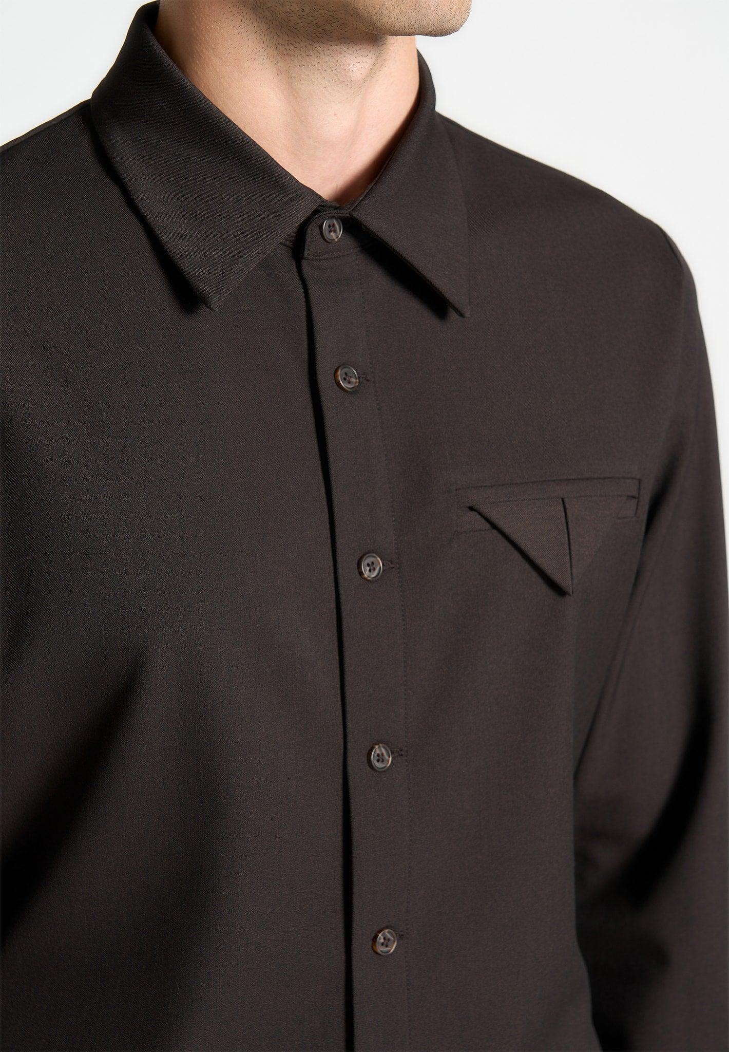 Slim Fit Tailored Stretch Shirt - Brown Male Product Image
