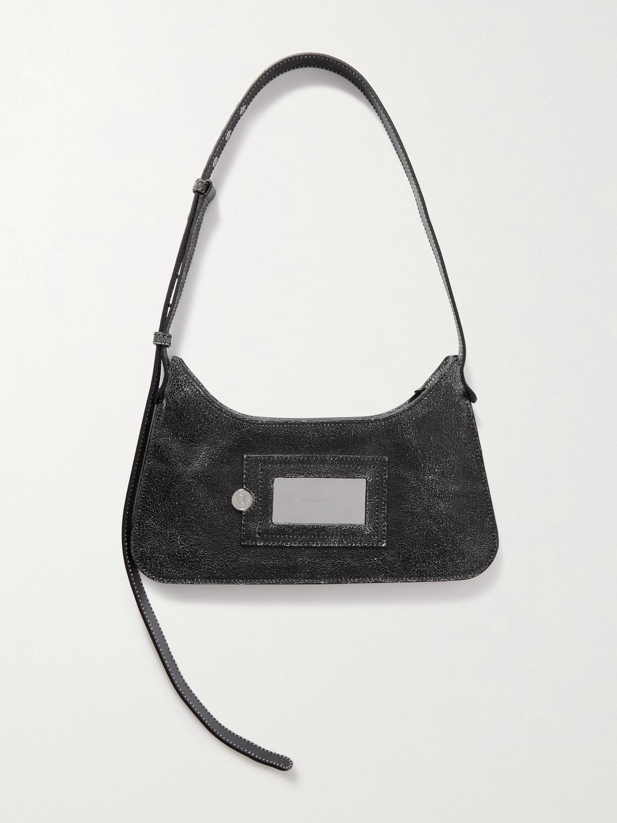 ACNE STUDIOS Platt Mini Cracked-leather Shoulder Bag In Black Product Image