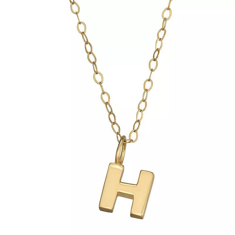 10K Gold Initial Pendant on 14K Gold Filled Chain, Womens Product Image