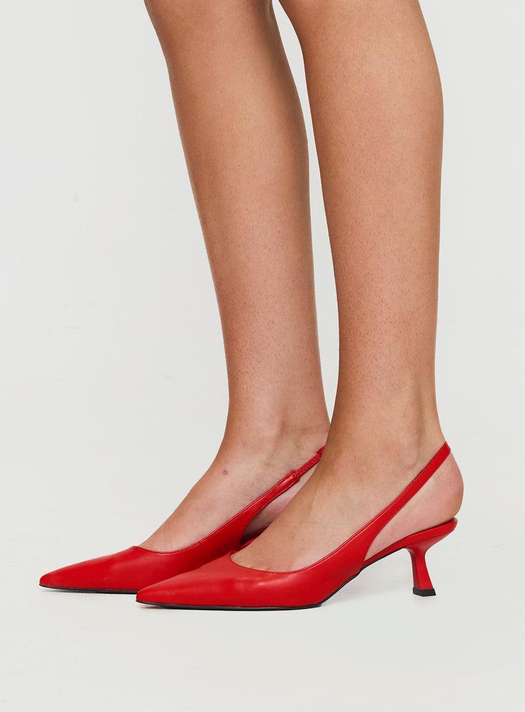Denalia Pointed Toe Heels Red Matte Product Image