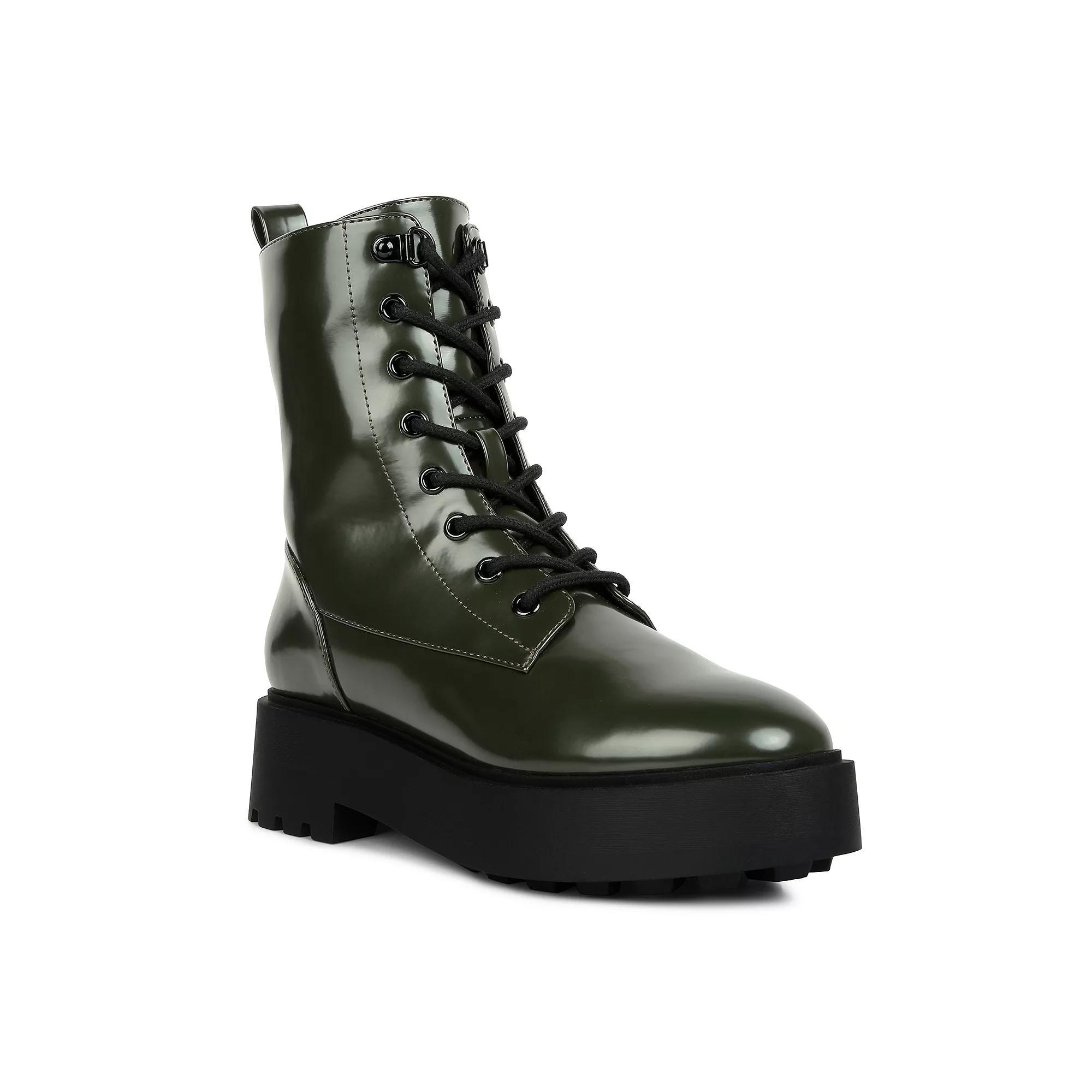 London Rag Molsh Women's Combat Boots, Size: 5, Dark Green Product Image