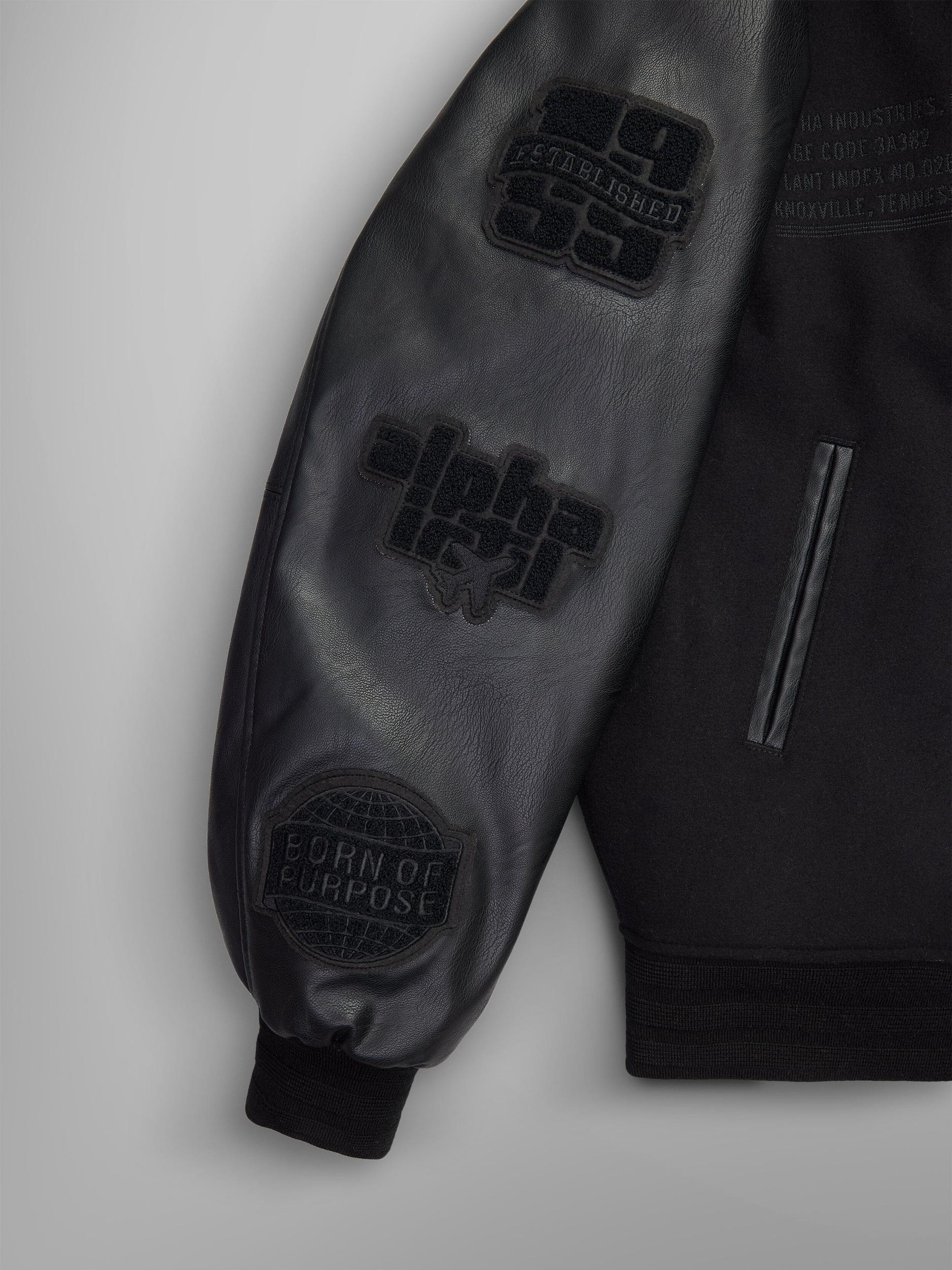 FAUX LEATHER MA-1 VARSITY BOMBER JACKET Product Image