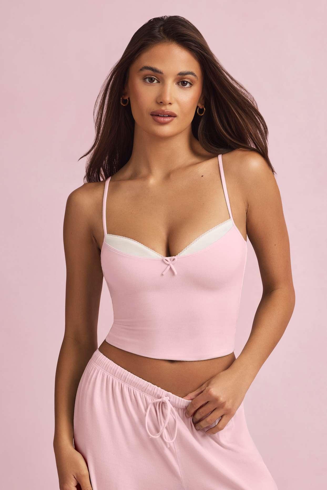 Modal Camisole Pyjama Top in Baby Pink Product Image