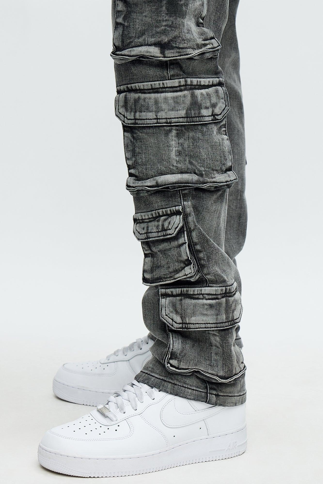 Utility Many Pockets Slim Jeans - Black Wash Product Image