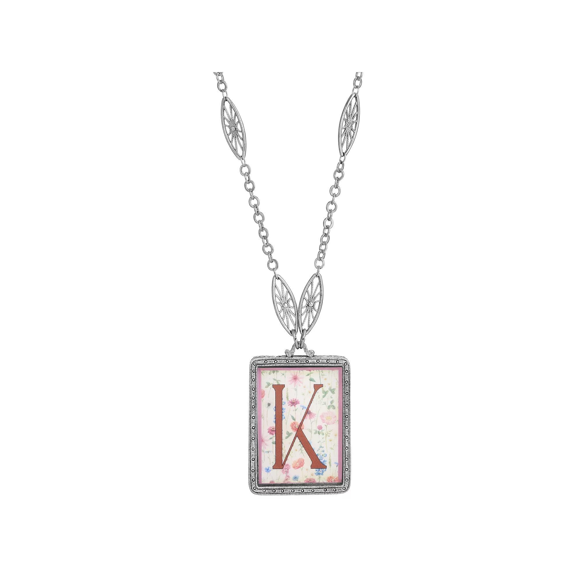 1928 Floral Motif Initial Pendant, Women's, G Product Image