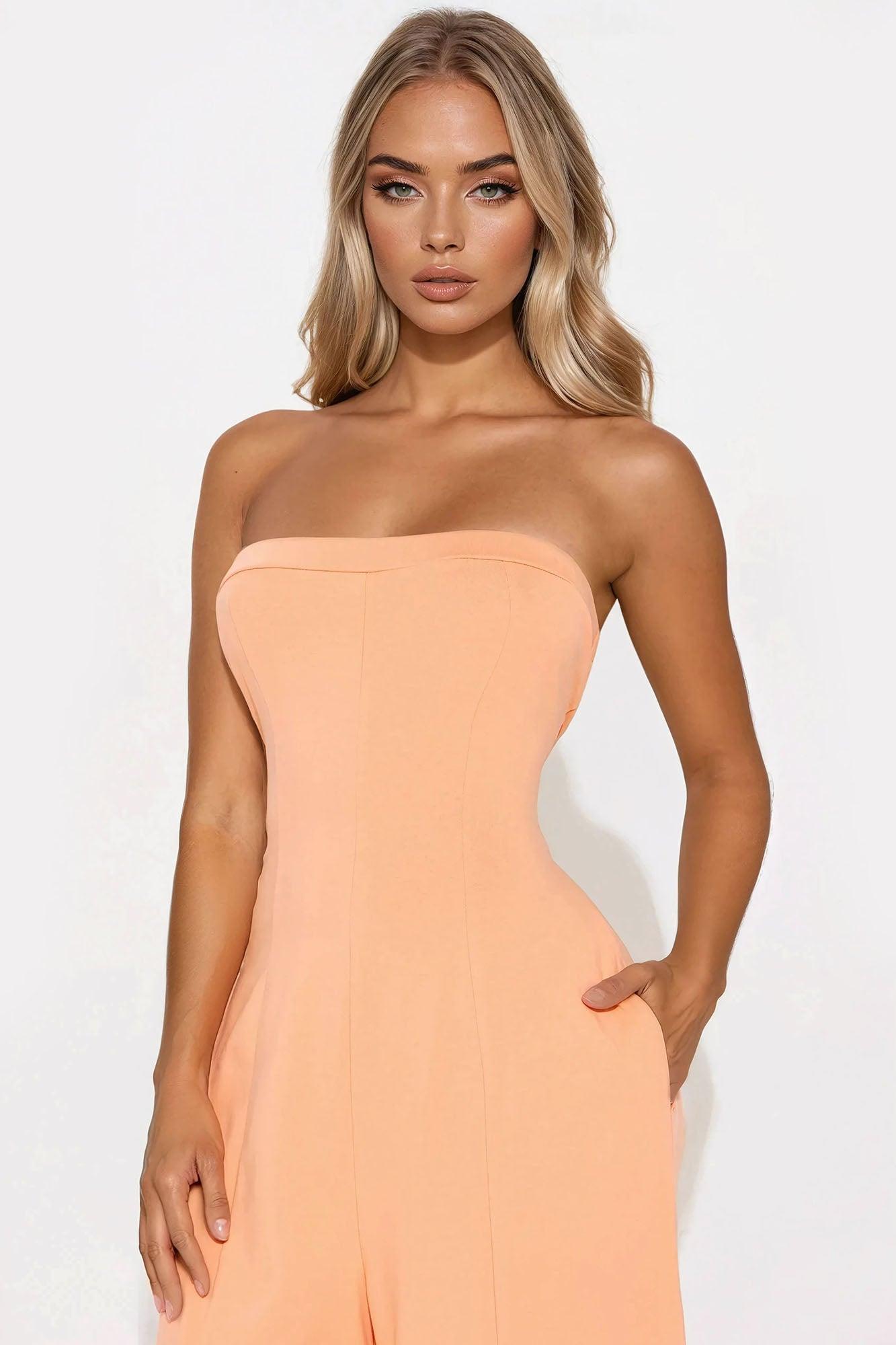 Leticia Strapless Jumpsuit - Orange Product Image