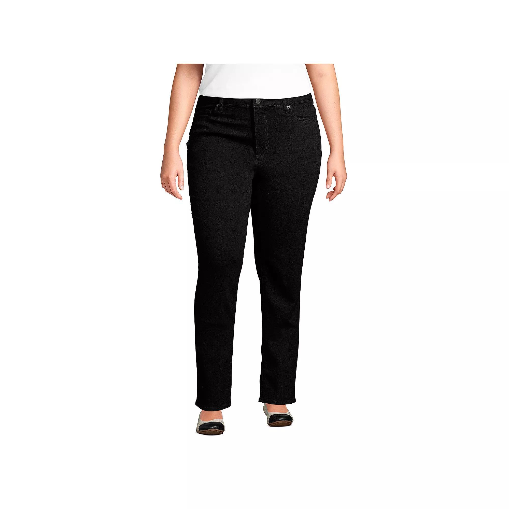 Plus Size Lands' End Midrise Straight-Leg Jeans, Women's, Size: 18WX32, Black Product Image
