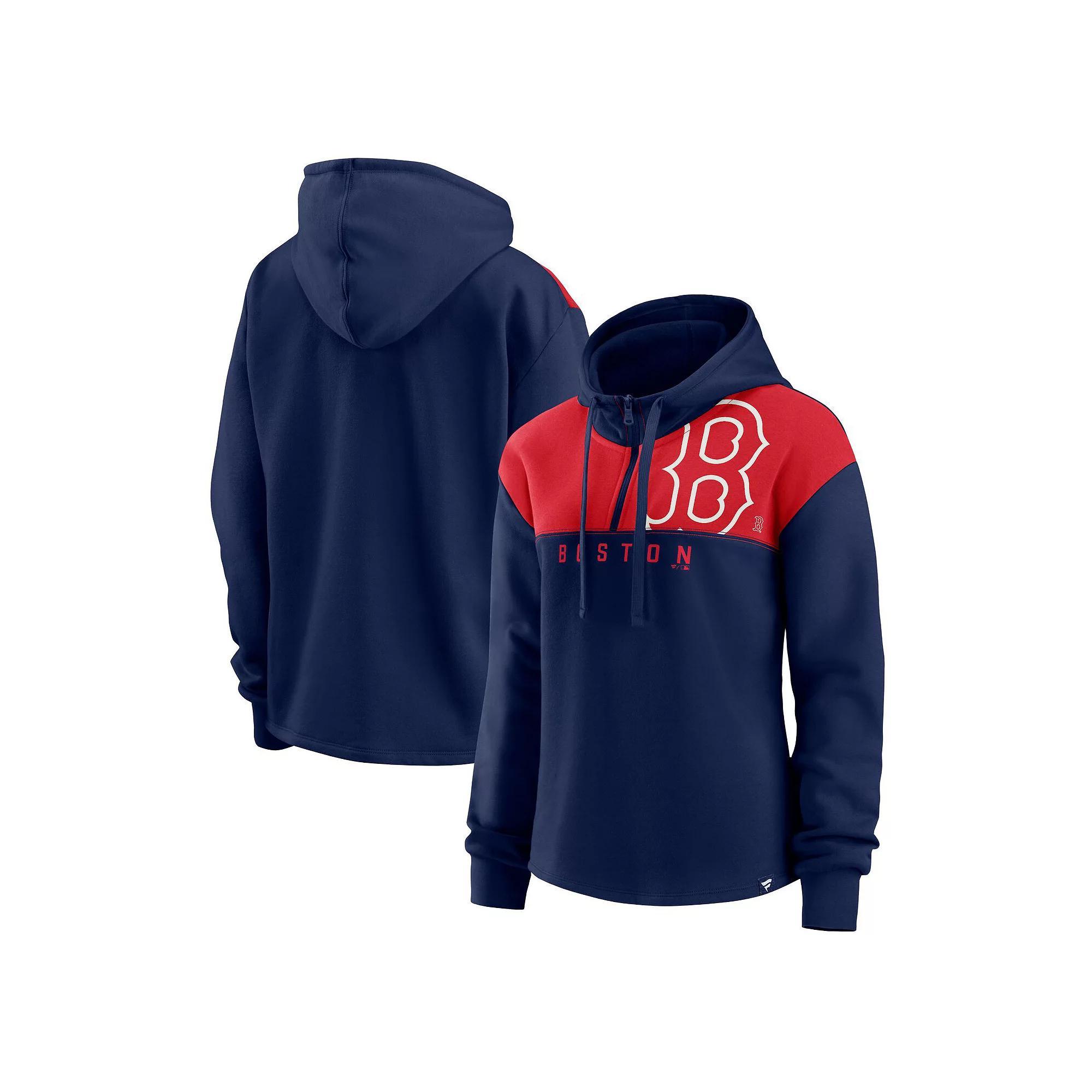 Women's Fanatics Branded Royal Chicago Cubs Iconic Overslide Color-Block Quarter-Zip Hoodie, Size: Large, Blue Product Image