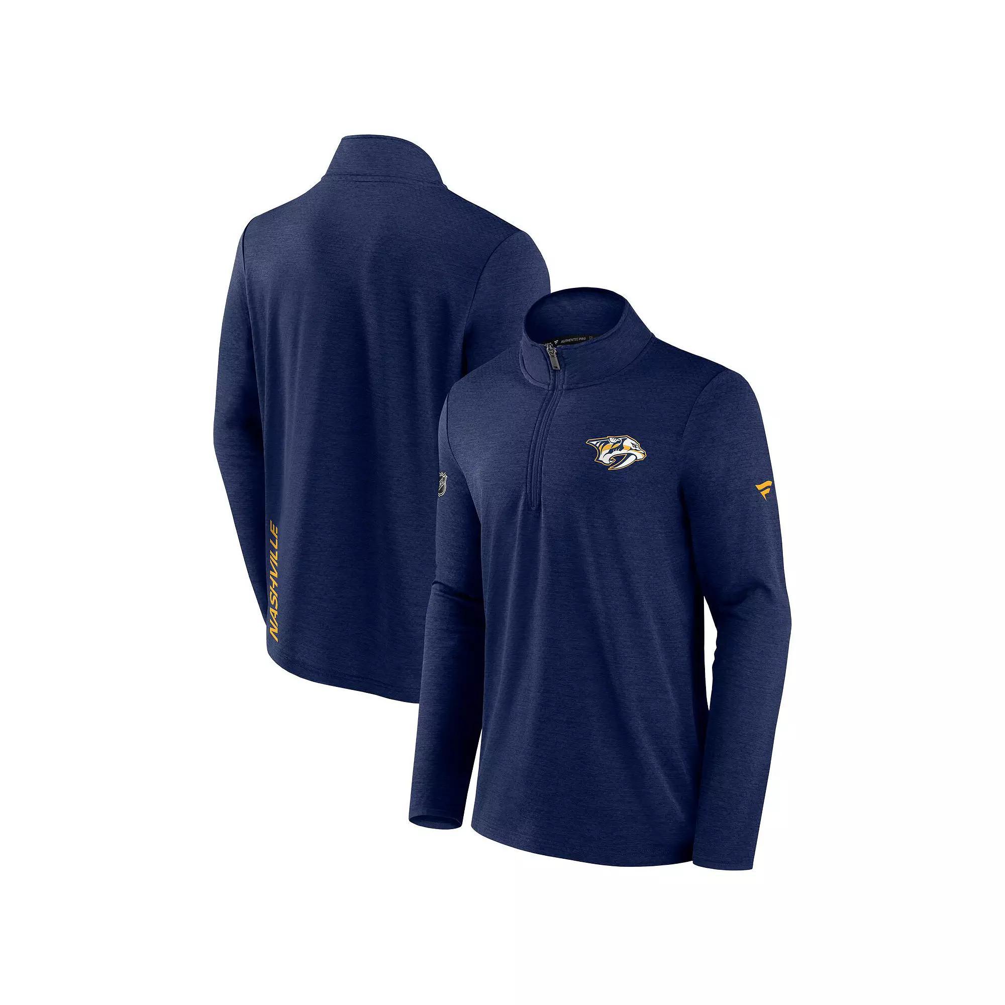 Mens Fanatics Branded Heather Charcoal San Jose Sharks Authentic Pro Rink Quarter-Zip Jacket Product Image