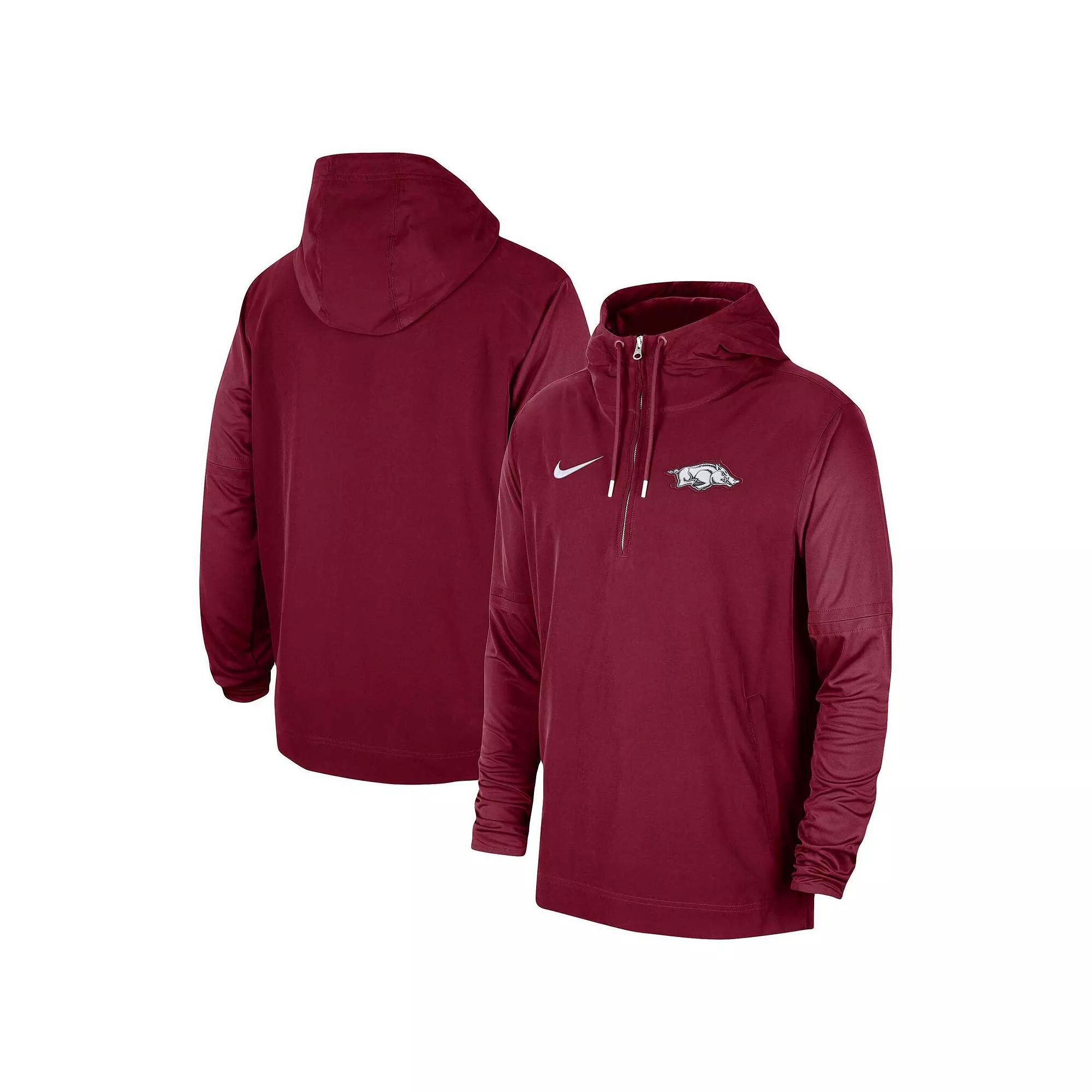 Men's Nike Cardinal Arkansas Razorbacks 2023 Coach Half-Zip Hooded Jacket, Size: Small, Red Product Image