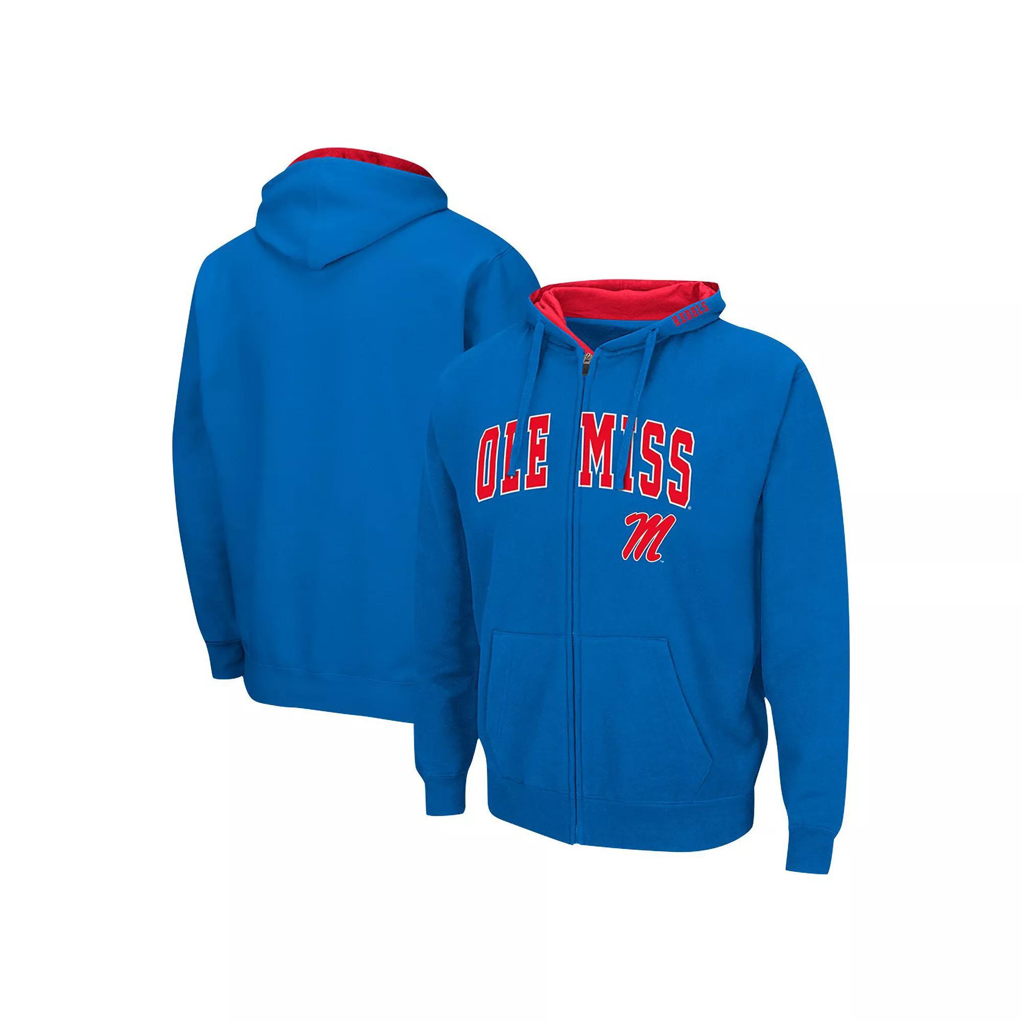 Men's Colosseum Navy Ole Miss Rebels Arch & Logo 3.0 Full-Zip Hoodie, Size: Medium, Blue Product Image