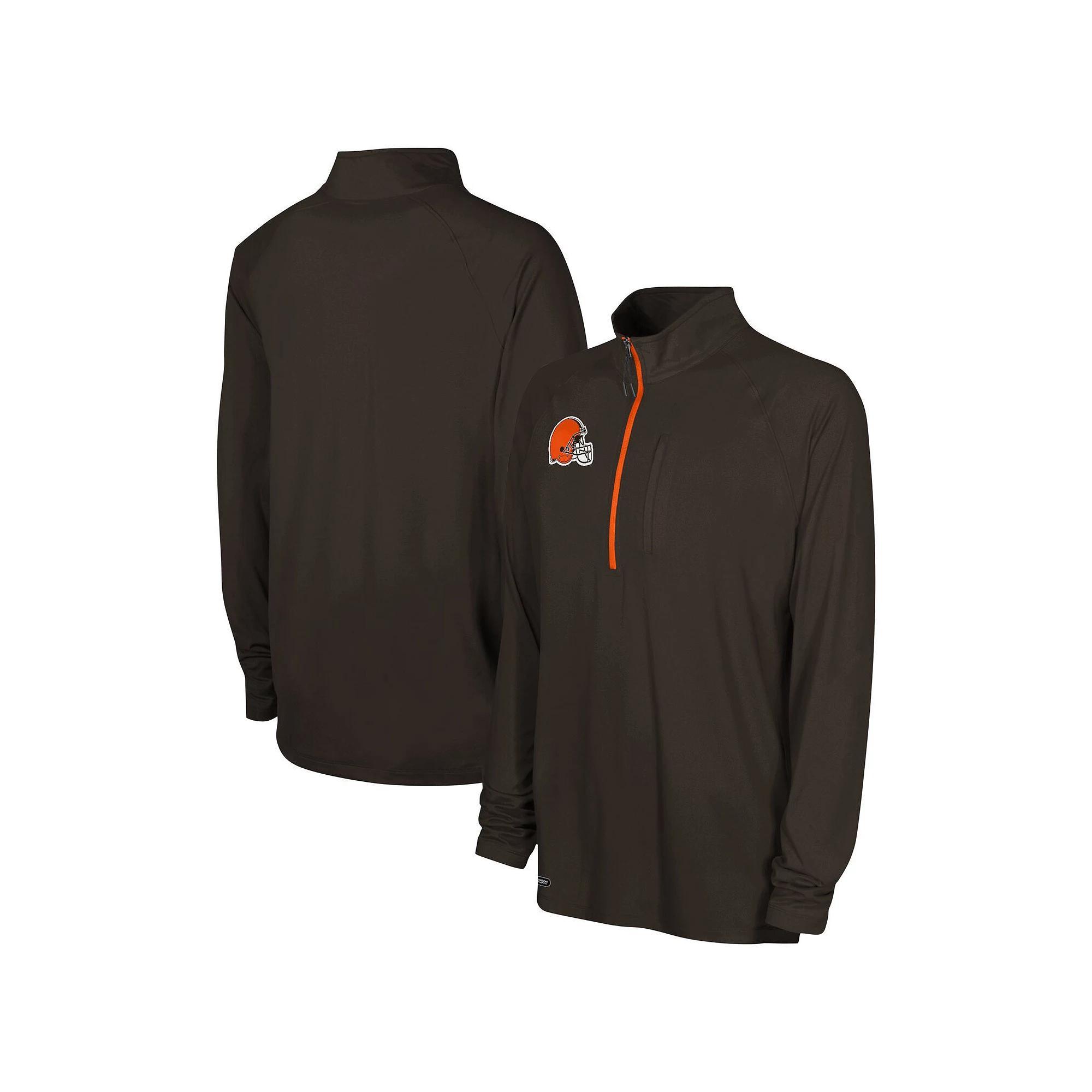 Men's Brown Cleveland Browns Combine Authentic Raglan Quarter-Zip Top, Size: Small Product Image