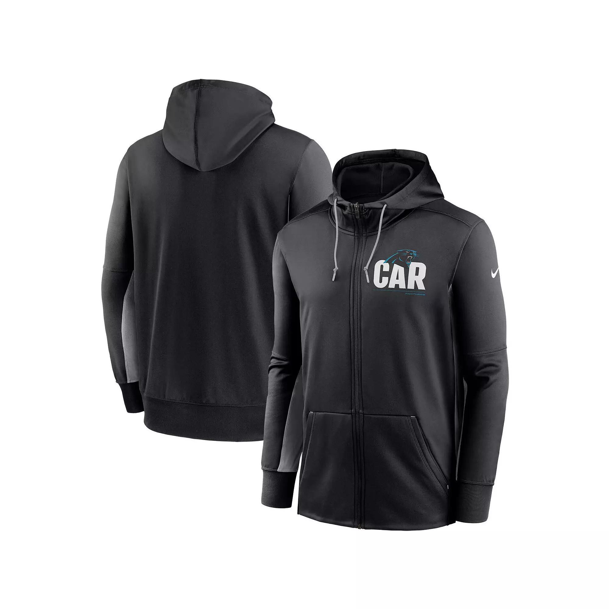 Men's Nike Black/Gray Carolina Panthers Mascot Performance Full-Zip Hoodie, Size: 3XL Product Image