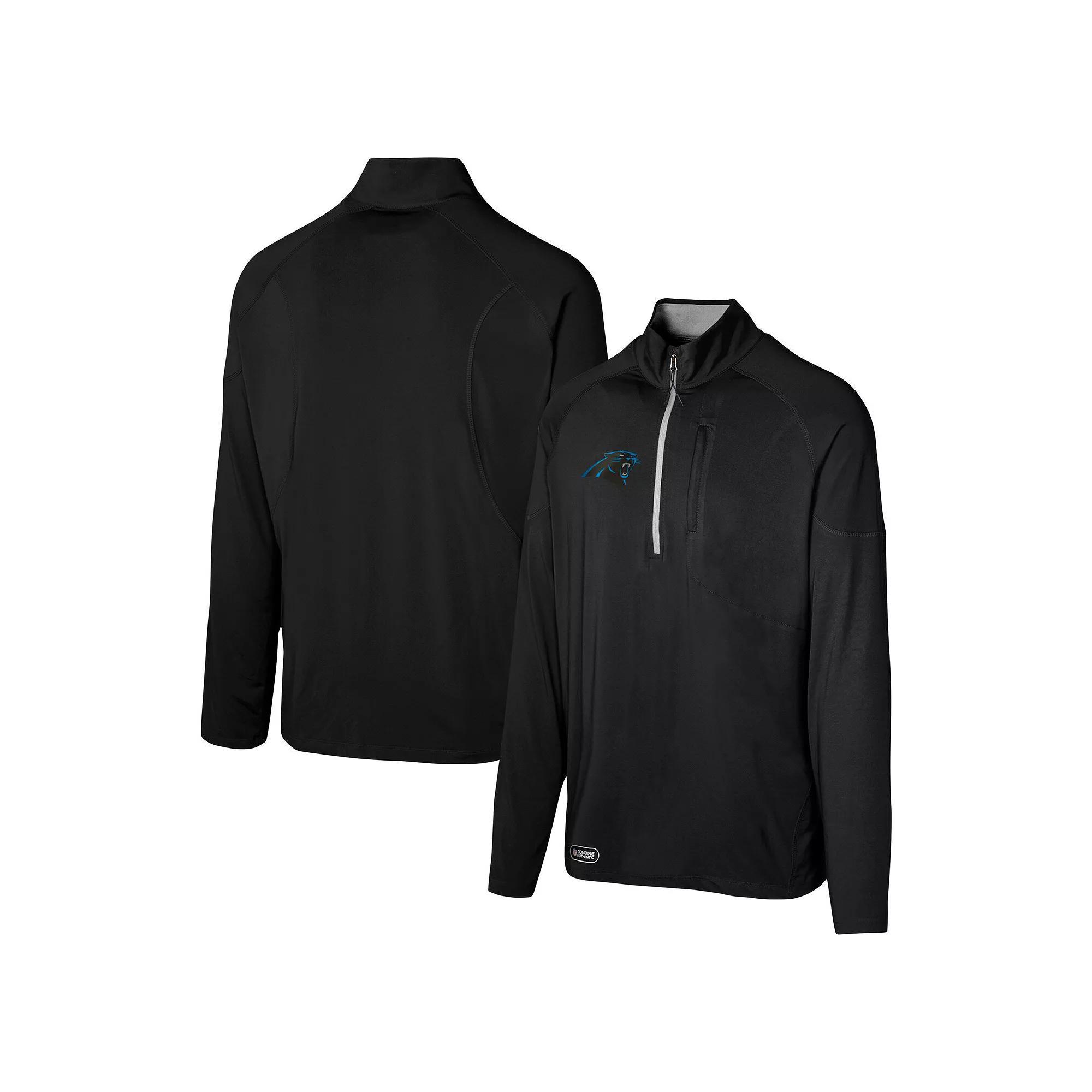 Men's Black Carolina Panthers Grind Iron Quarter-Zip Top, Size: Large Product Image
