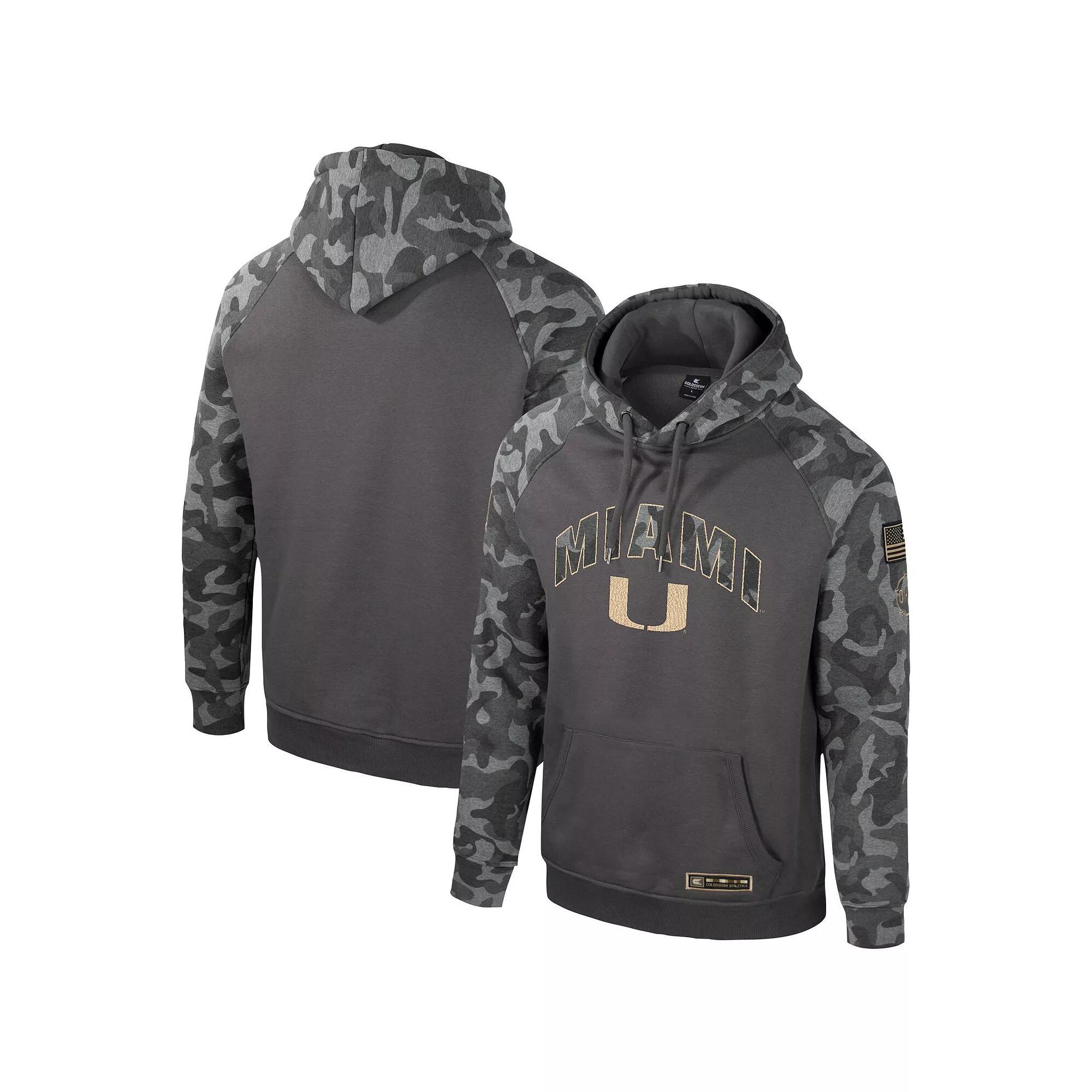 Mens Colosseum Charcoal Michigan State Spartans OHT Military Appreciation Camo Raglan Pullover Hoodie Product Image