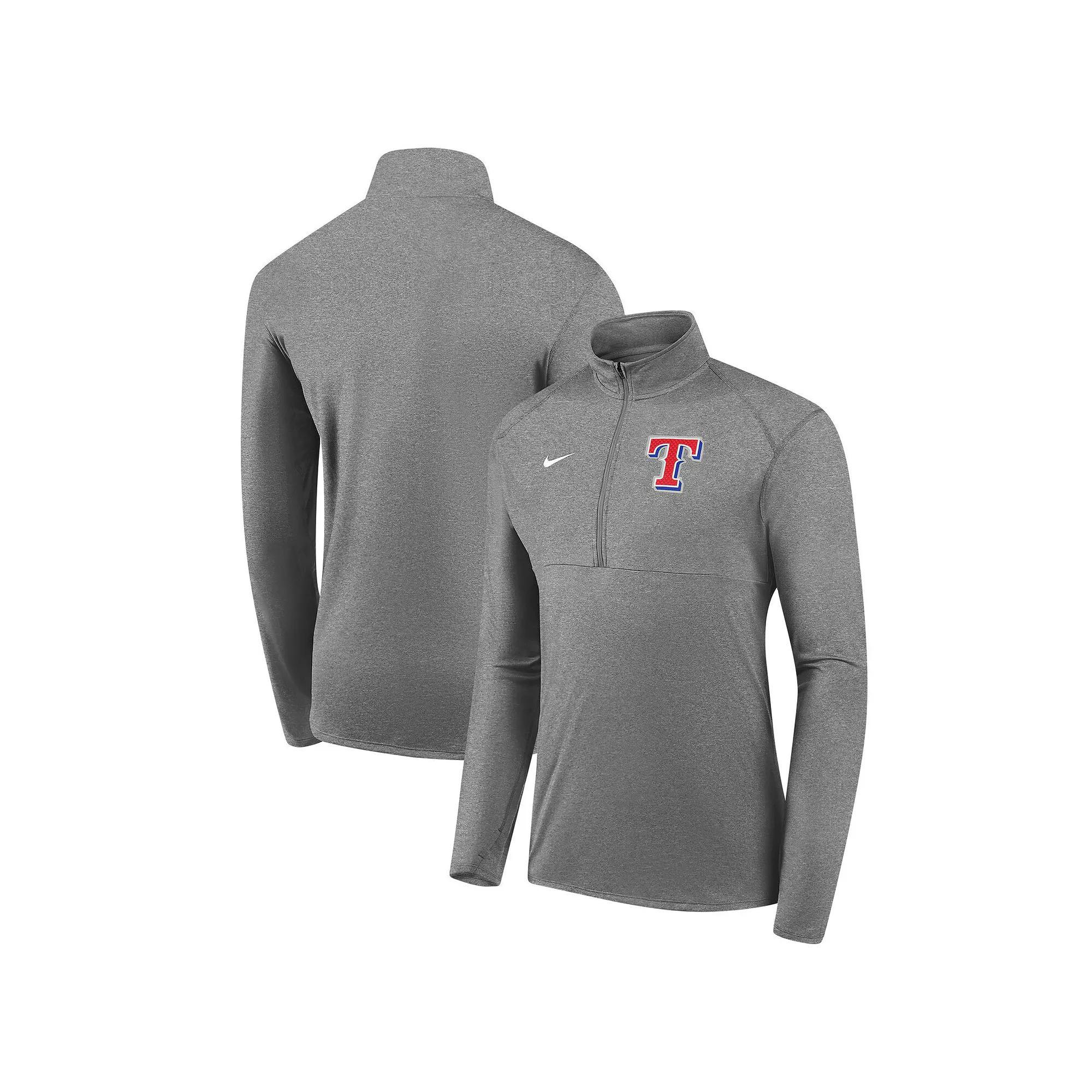 Men's Nike Gray Texas Rangers Team Logo Element Performance Half-Zip Pullover Jacket, Size: Small, Grey Product Image