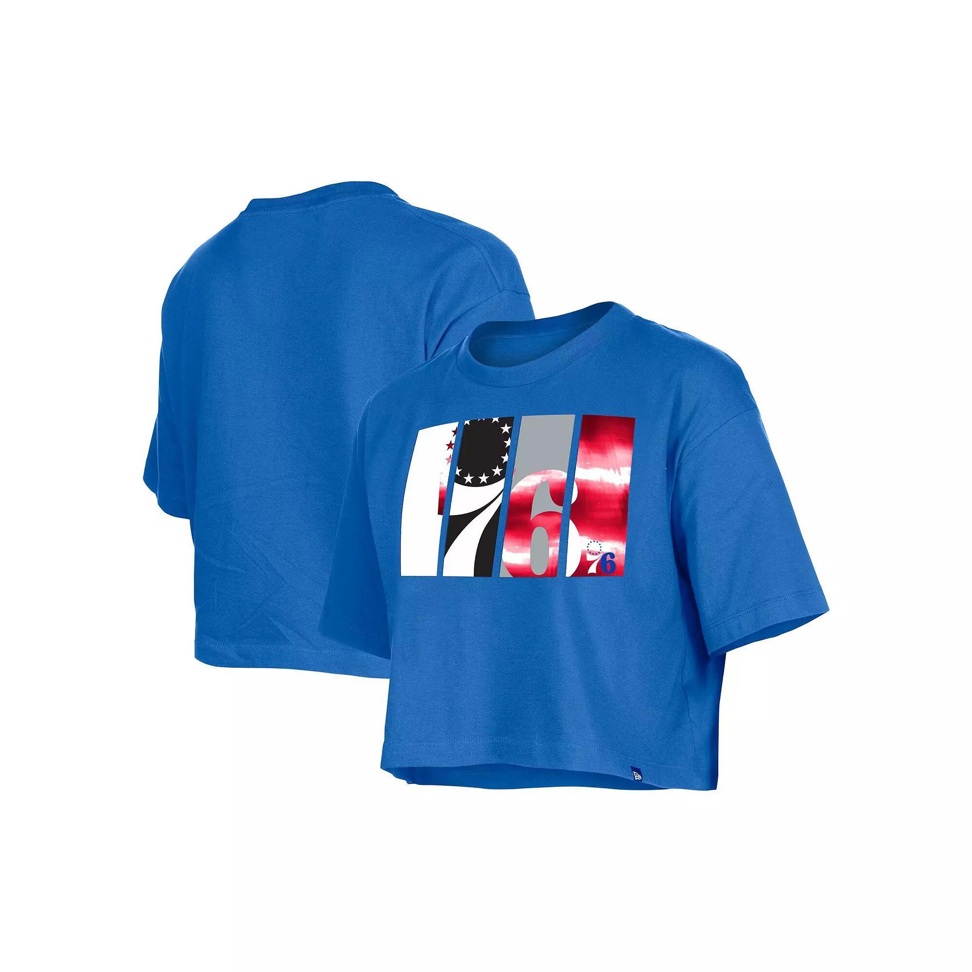 Women's New Era Royal Philadelphia 76ers Cropped T-Shirt, Size: Medium, 76r Blue Product Image
