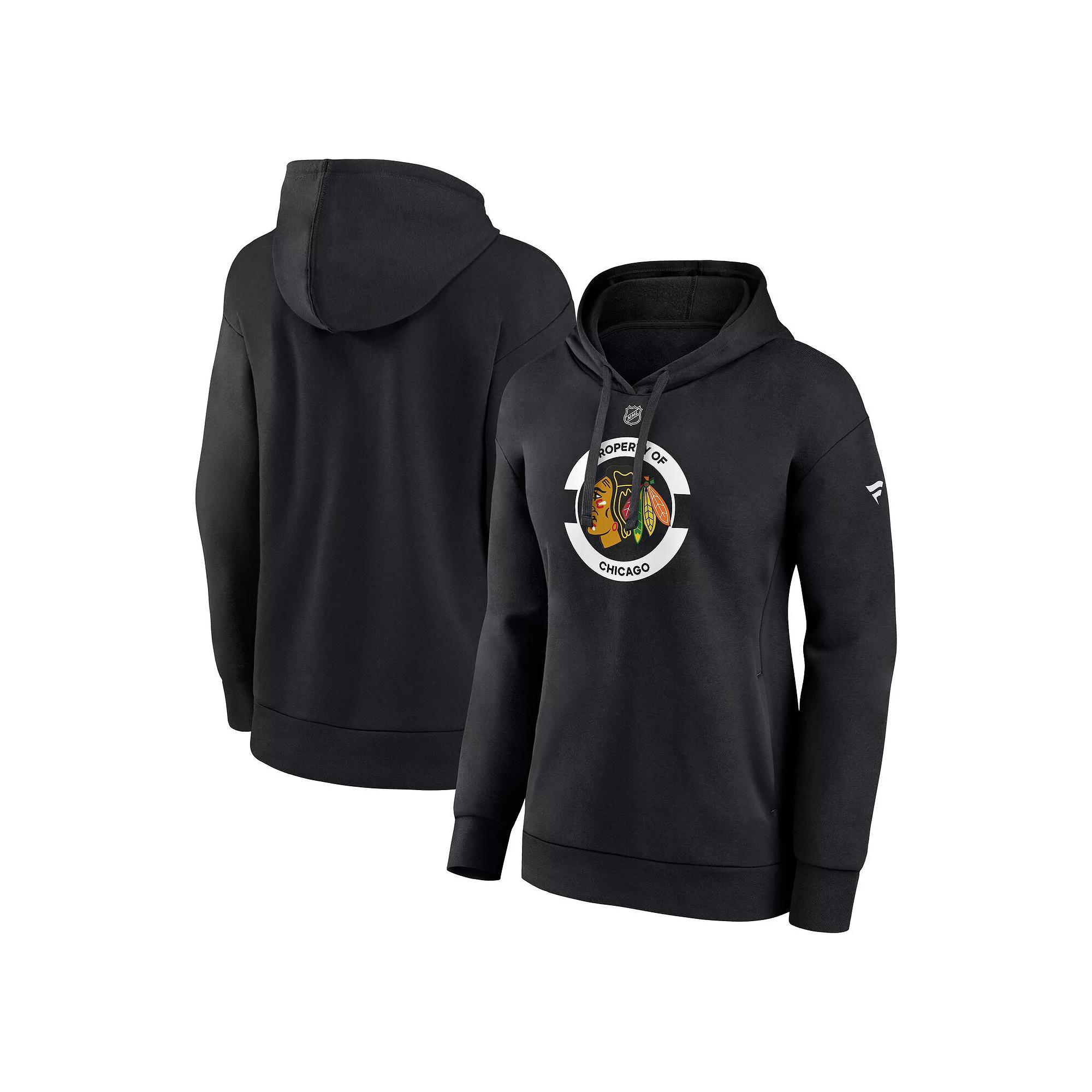 Women's Fanatics  Black Chicago Blackhawks Authentic Pro Core Secondary Fleece Pullover Hoodie, Size: Small Product Image