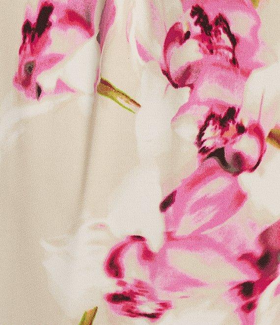 Calvin Klein Floral Printed Matte Jersey Pleated Crew Neck Cami Product Image