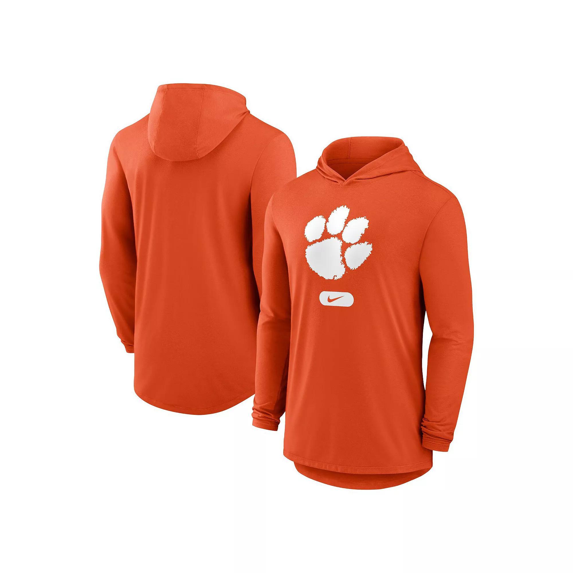 Men's Nike Orange Clemson Tigers Lightweight Performance Long Sleeve Hoodie T-Shirt, Size: XL Product Image
