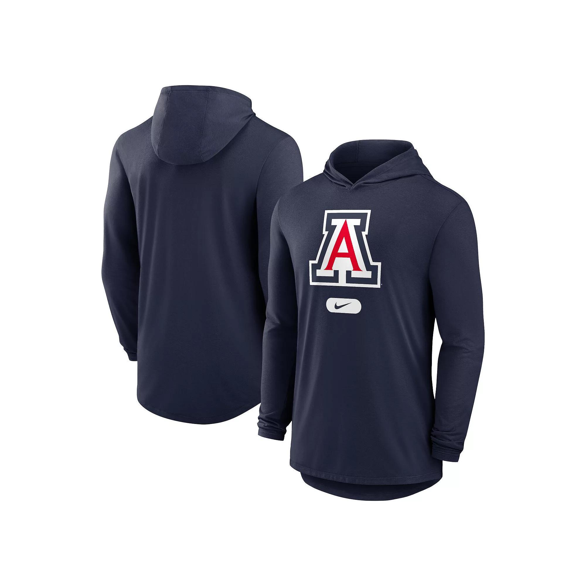 Men's Nike Navy Arizona Wildcats Lightweight Performance Long Sleeve Hoodie T-Shirt, Size: Large, Blue Product Image