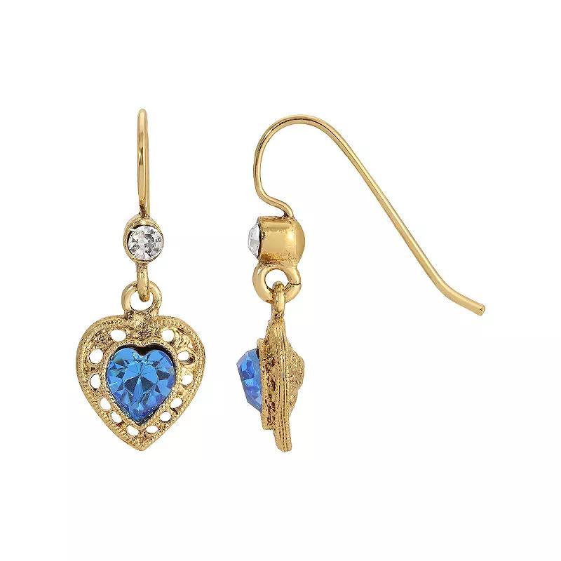 1928 Gold Tone Heart Drop Earrings, Womens, Green Product Image