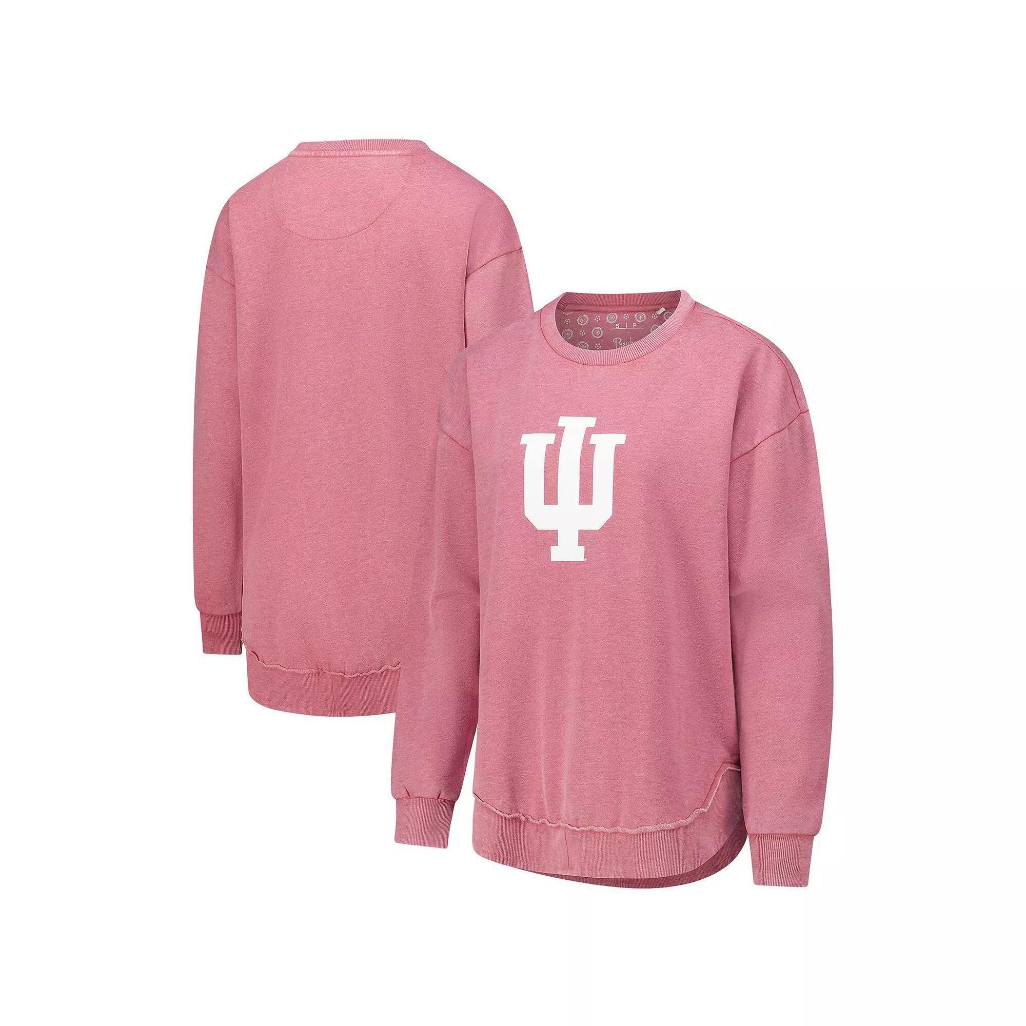 Women's Pressbox Pink Wisconsin Badgers Poncho Fleece Pullover Sweatshirt, Size: Large Product Image