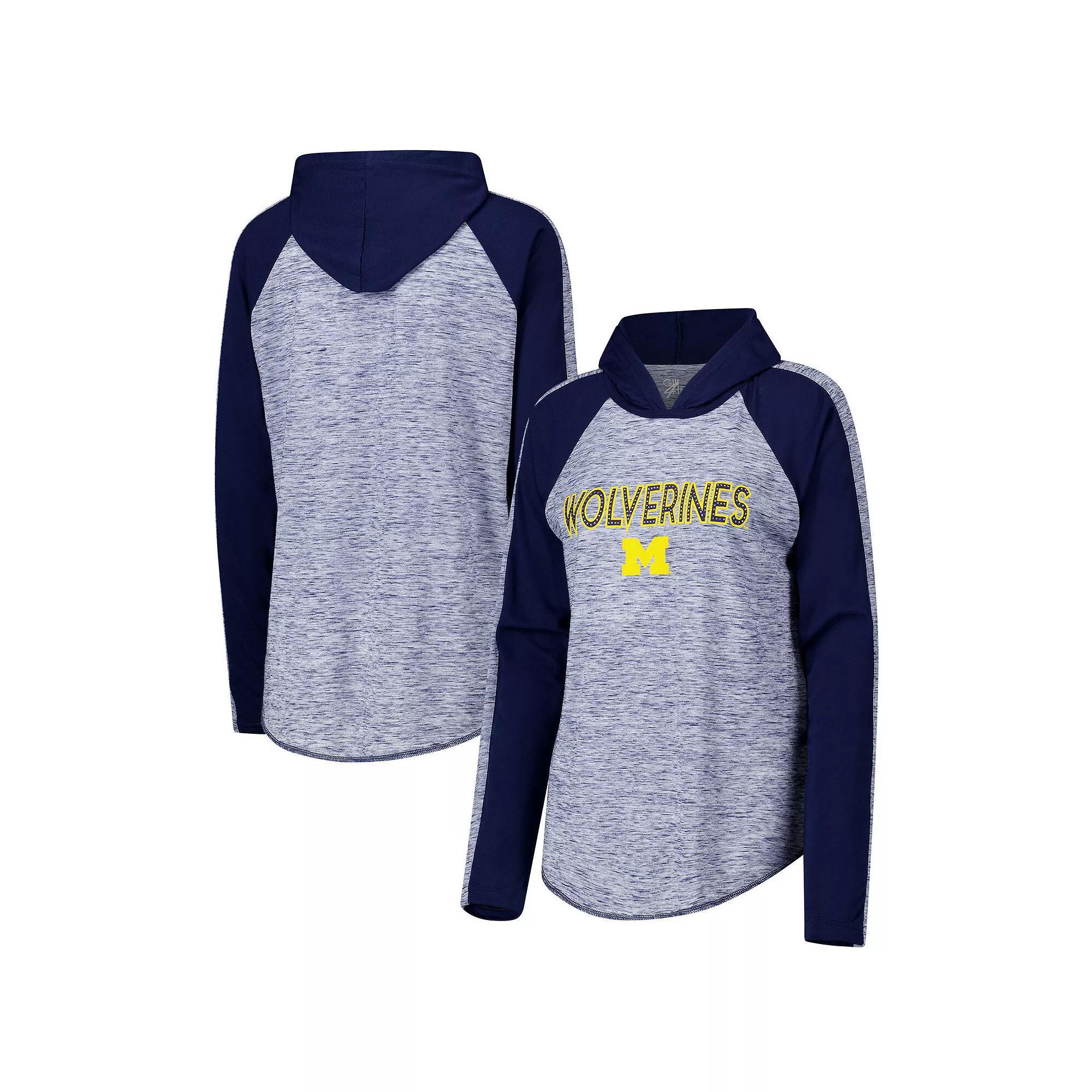 Women's G-III 4Her by Carl Banks Navy Michigan Wolverines Underdog Bling Raglan Long Sleeve Hoodie T-Shirt, Size: Large, Blue Product Image