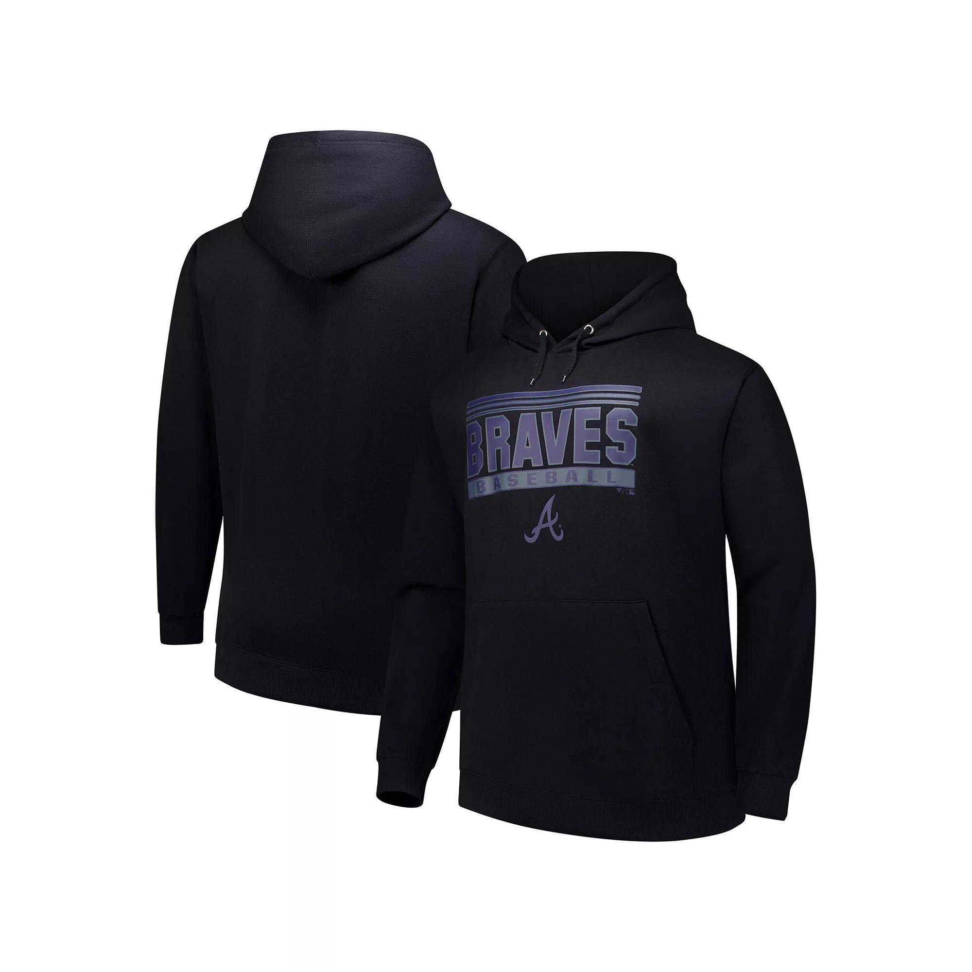 Men's  Black Atlanta Braves Stack Fleece Pullover Hoodie, Size: 2XB Product Image