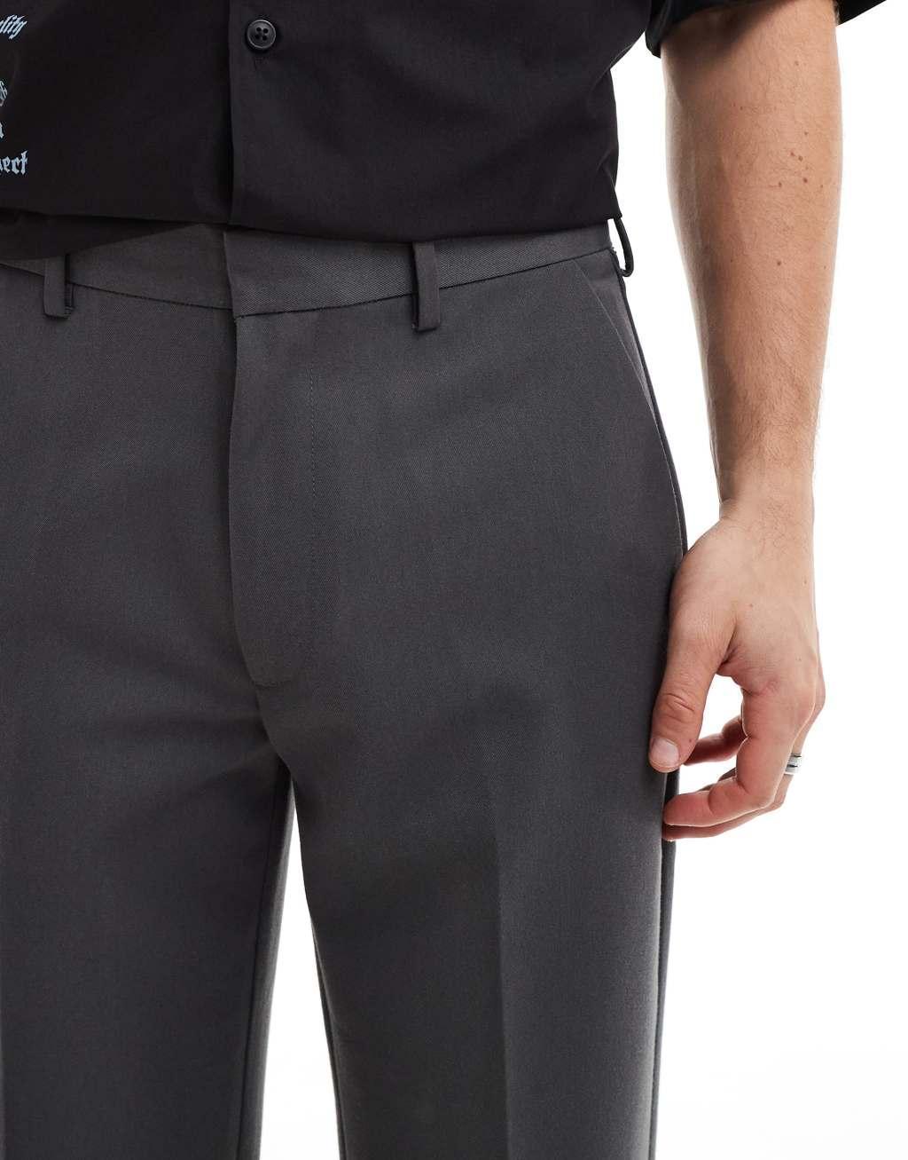 ASOS DESIGN straight leg dress pants in charcoal Product Image