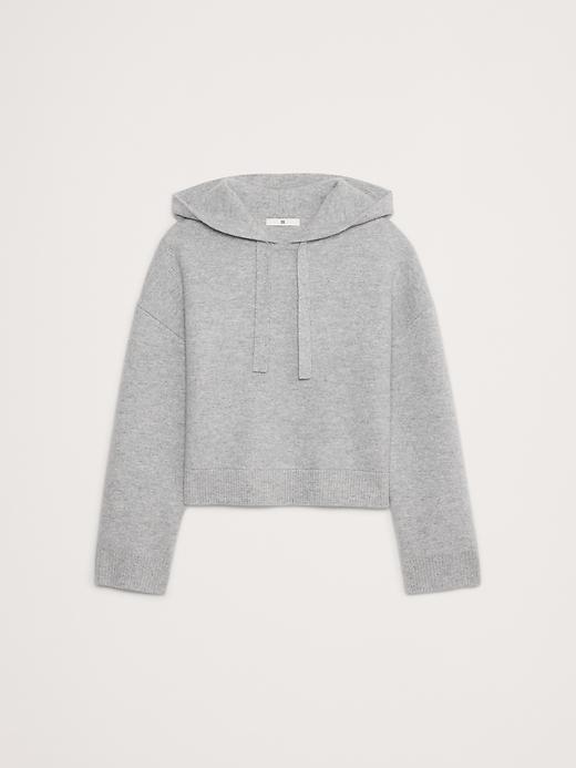 Double-Faced Cashmere Cropped Sweater Hoodie Product Image