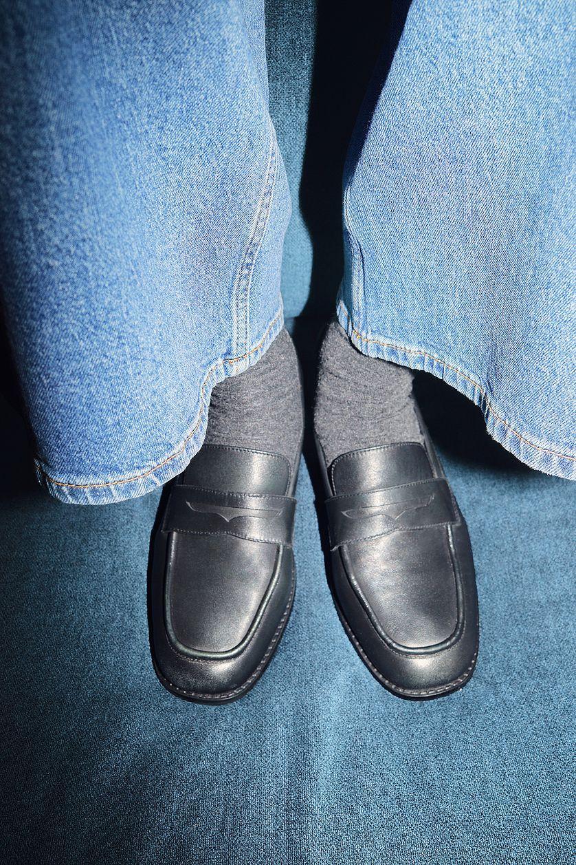 Squared Toe Leather Loafers Product Image
