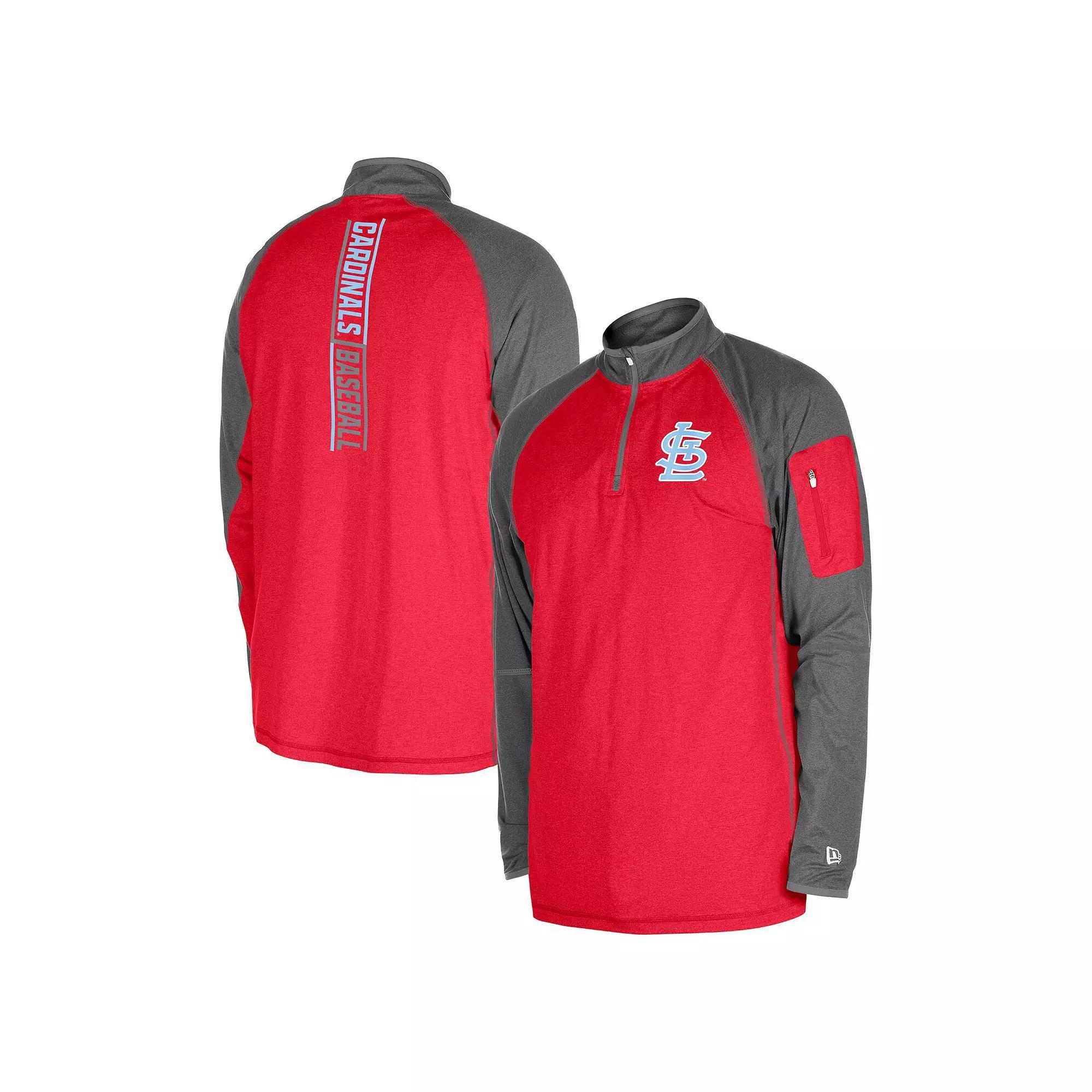 Men's New Era Red St. Louis Cardinals Father's Day Raglan Quarter-Zip Top, Size: 2XL Product Image