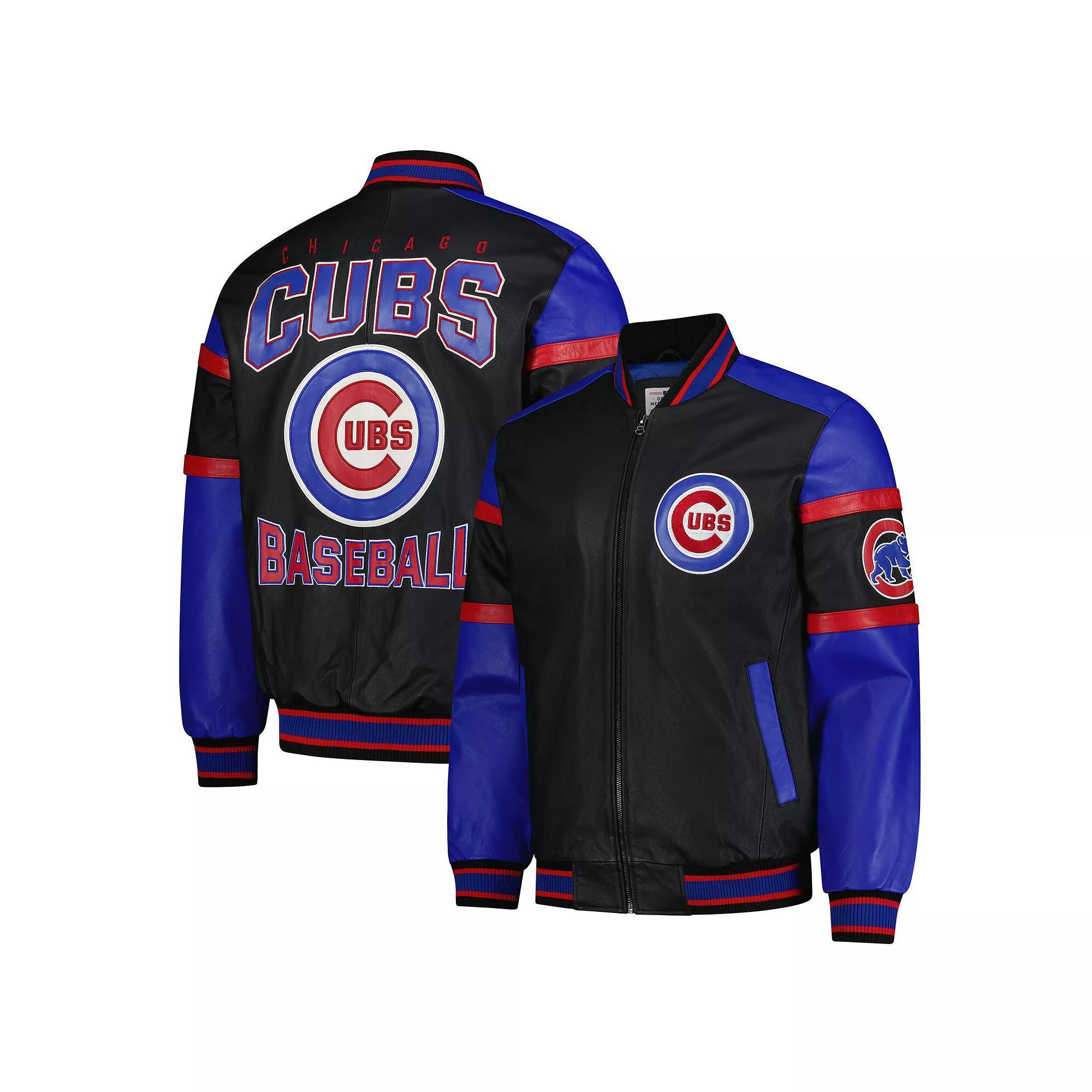 Men's G-III Sports by Carl Banks Black Chicago Cubs Full-Zip Leather Varsity Jacket, Size: Medium Product Image