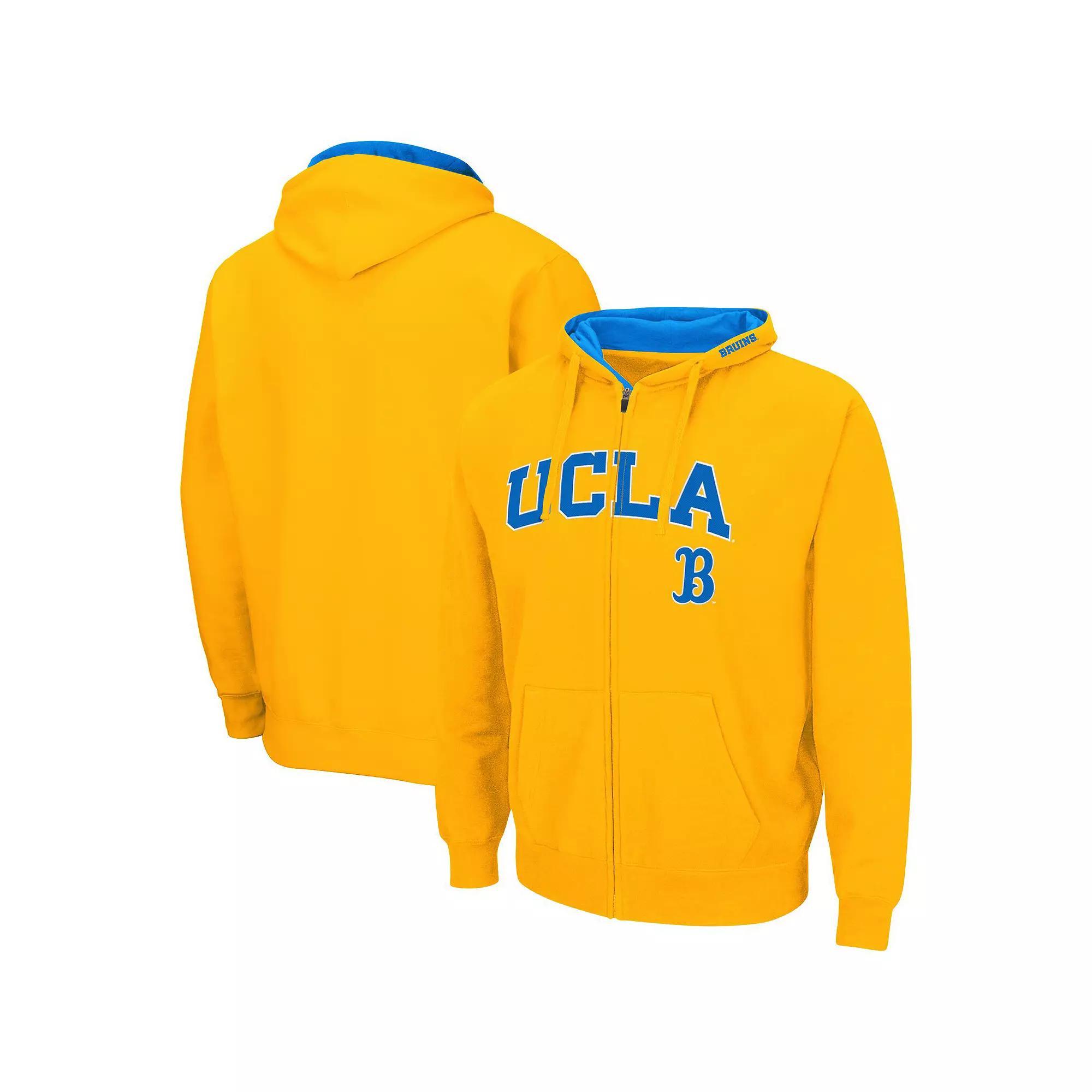 Men's Colosseum Gold UCLA Bruins Arch & Logo 3.0 Full-Zip Hoodie, Size: Large Product Image
