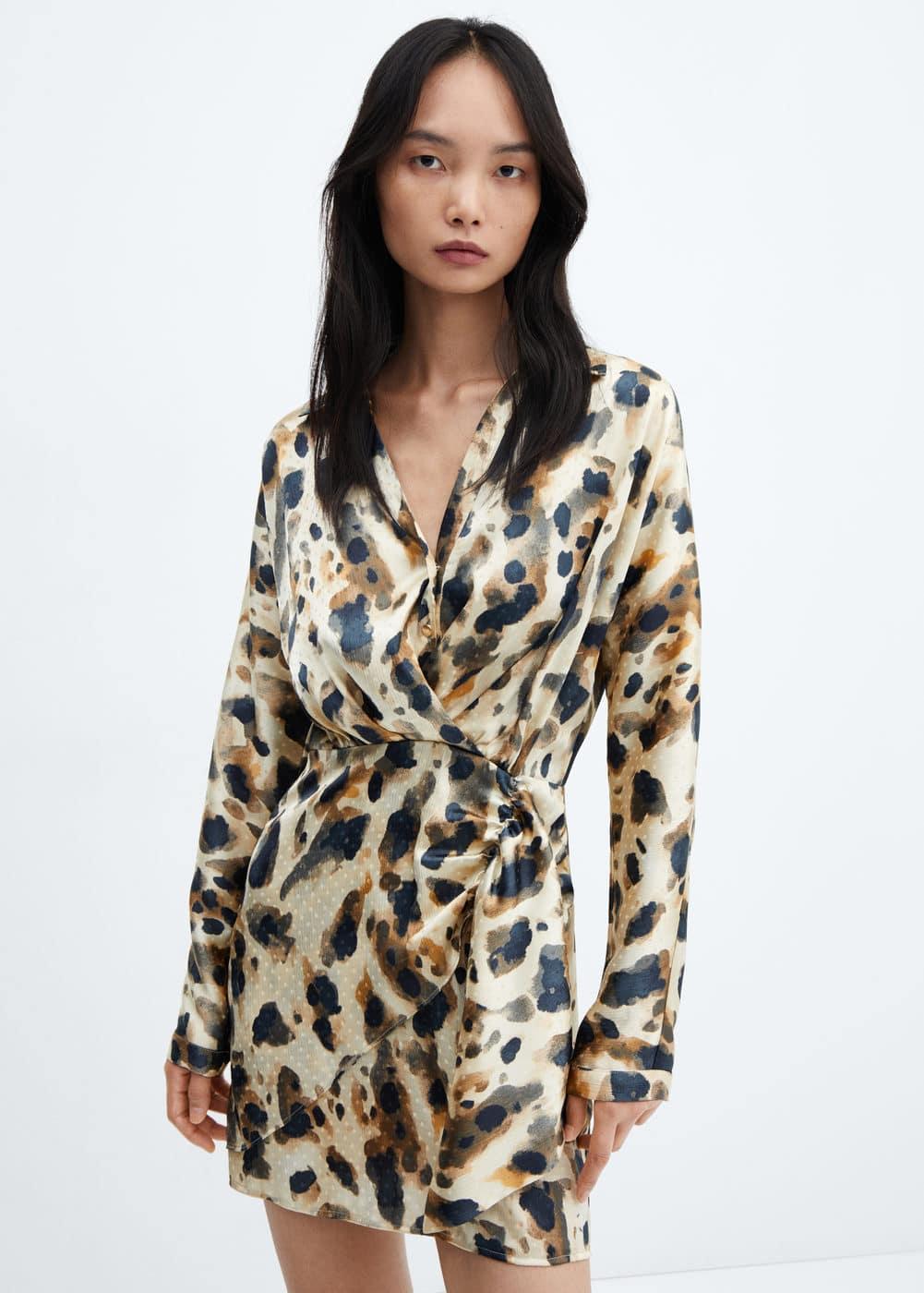 Mango abstract animal print mini dress Product Image
