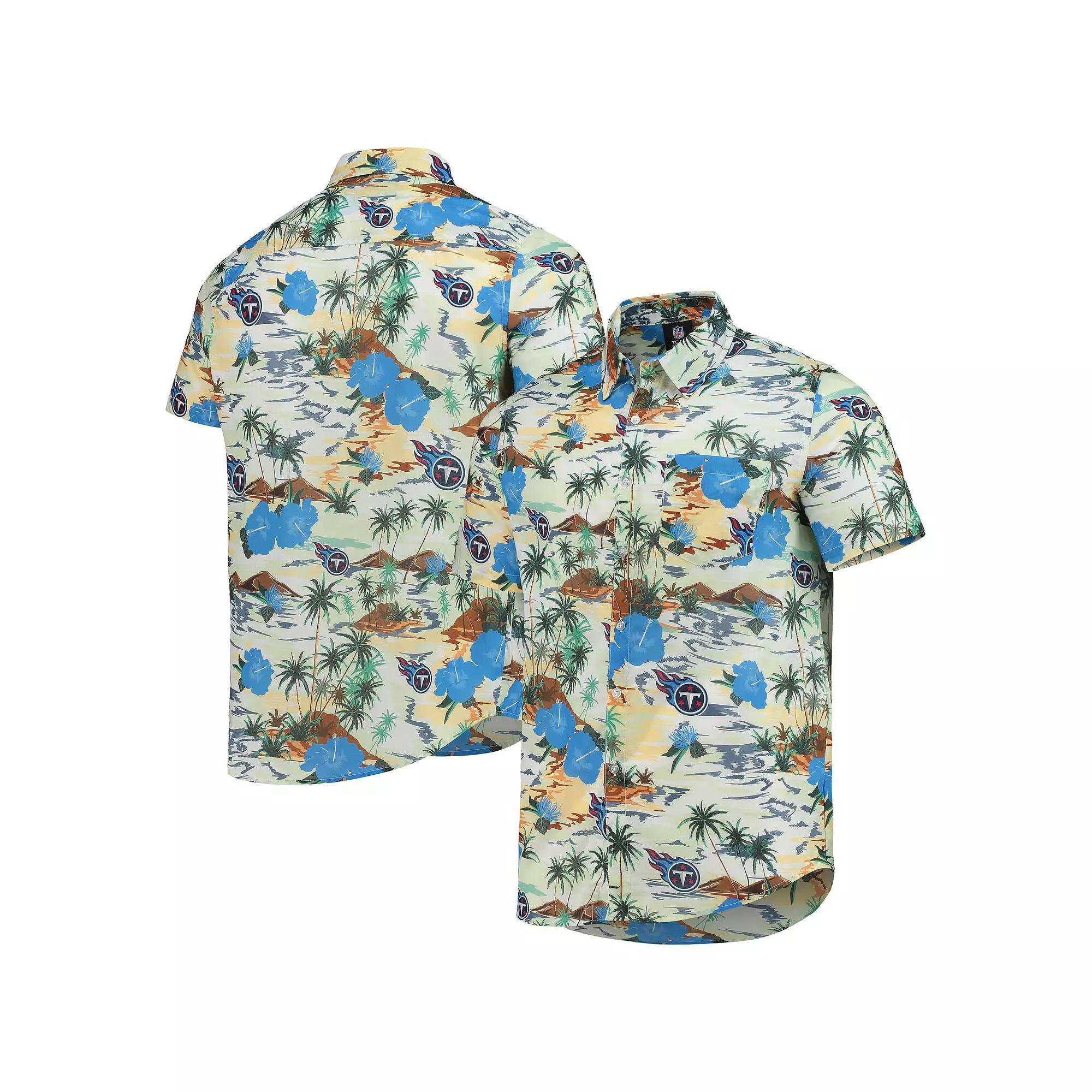 Mens FOCO Cream Tennessee Titans Paradise Floral Button-Up Shirt Product Image