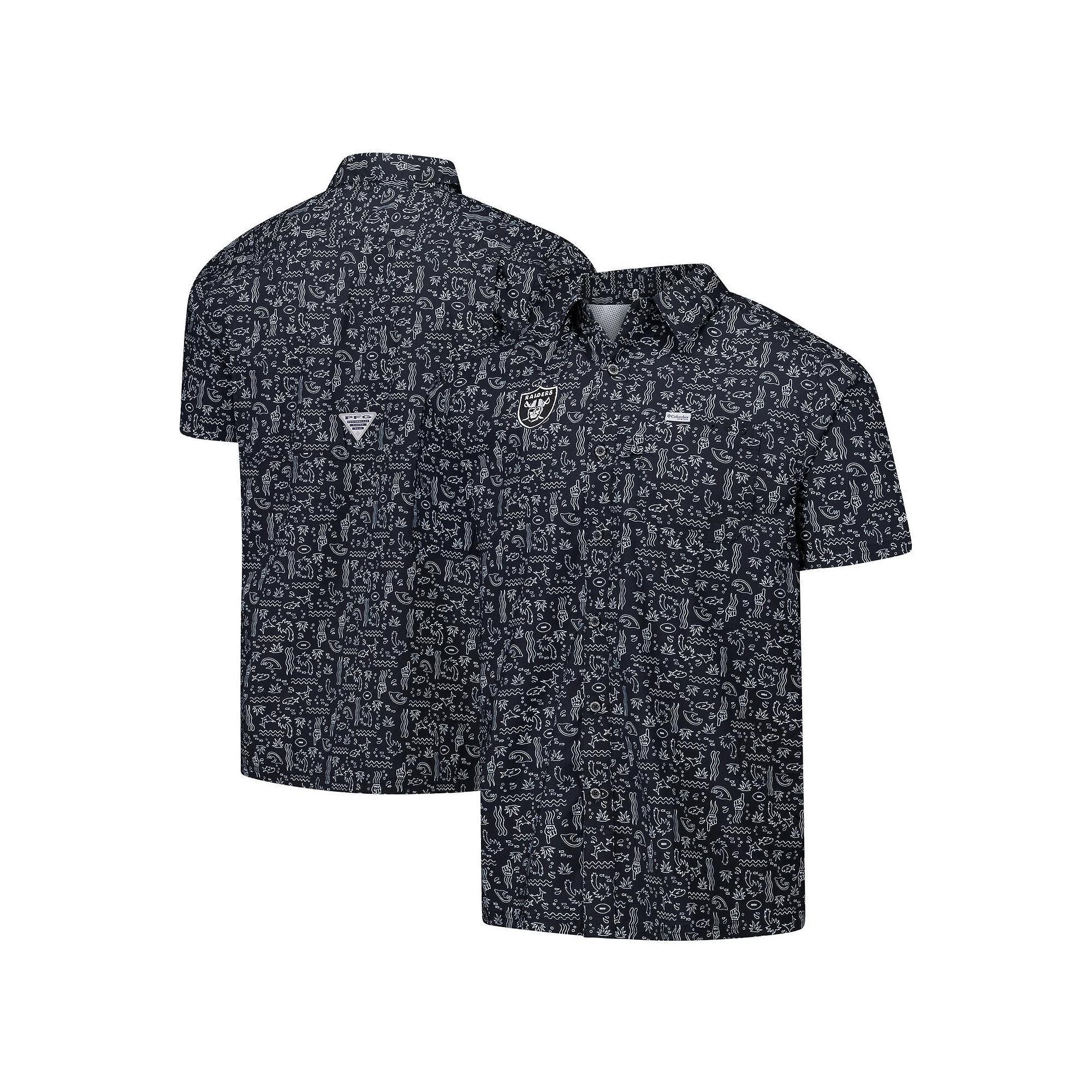 Men's Columbia PFG Black Las Vegas Raiders Super Slack Tide Omni-Wick Button-Up Shirt, Size: Large, Lvr Black Product Image