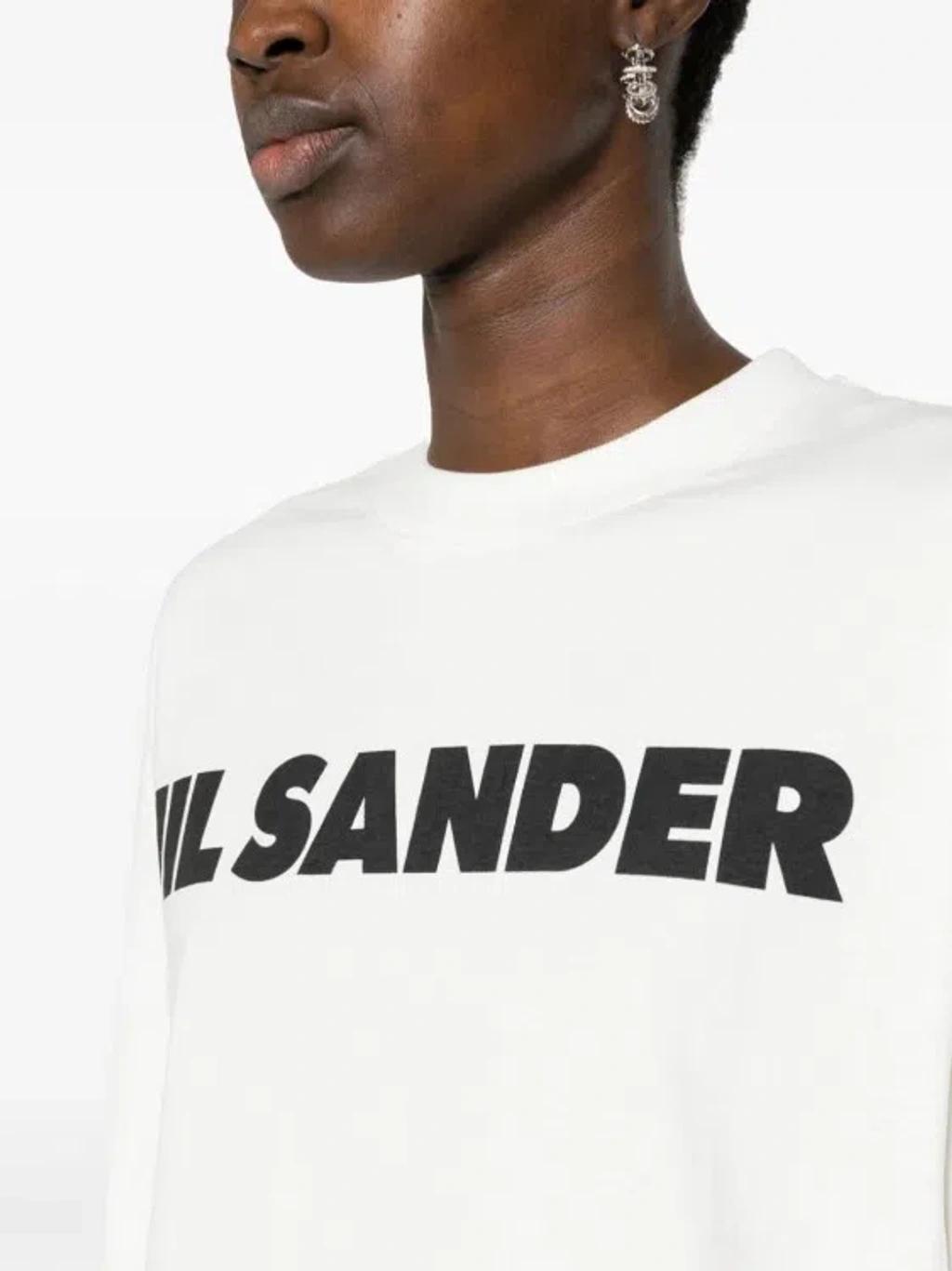 JIL SANDER Logo Print Long Sleeve T-shirt In White Product Image