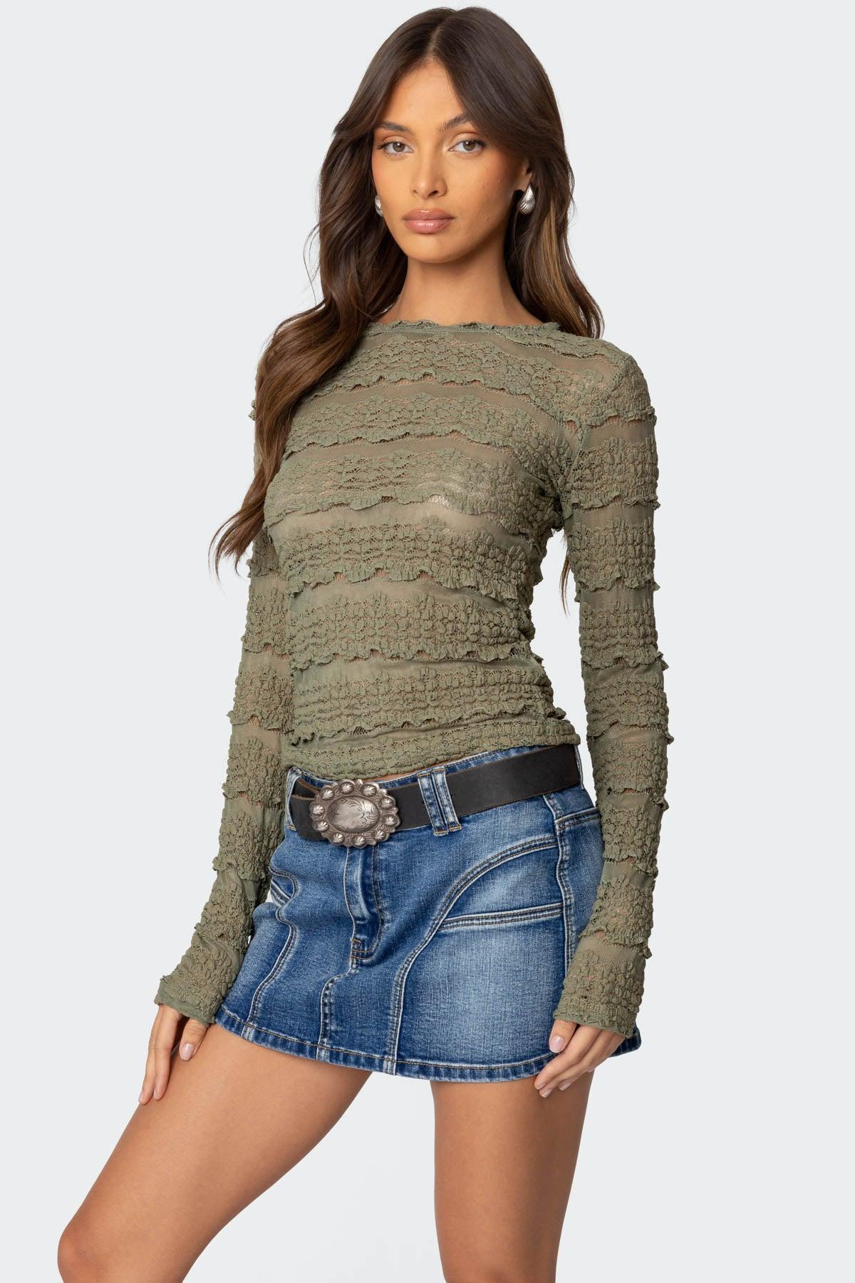 Daisey Textured Sheer Lace Top Product Image