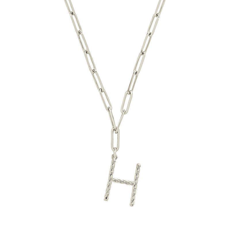 MC Collective Braided Initial Pendant Necklace, Women's, Size: 16", Silver Tone H Product Image