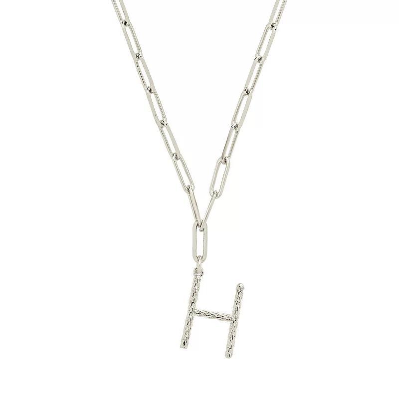 MC Collective Braided Initial Pendant Necklace, Women's, Size: 16", Silver Tone H Product Image