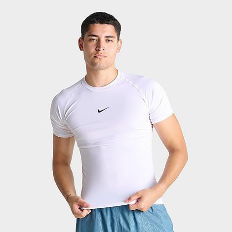 Nike Men's Pro Dri-FIT Tight Short-Sleeve Fitness Top in White/White Size XL Polyester/Spandex/Knit Product Image