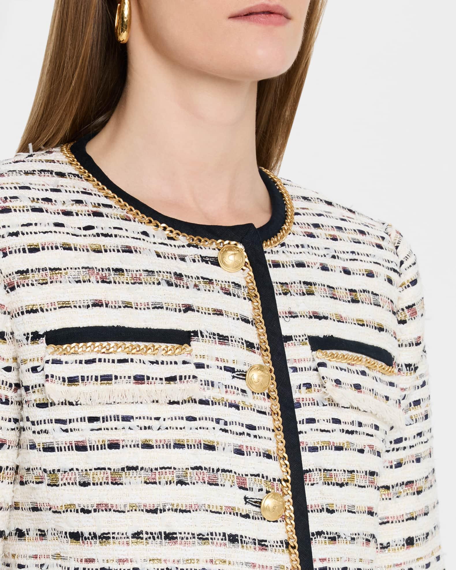 Kiera Chain-Trim Fringed Tweed Jacket Product Image