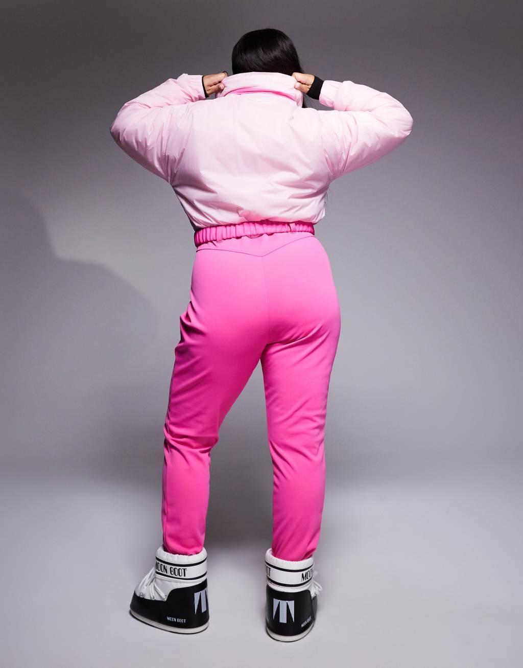 4505 Curve Ski water repellent insulated color block retro ski suit in pink  Product Image