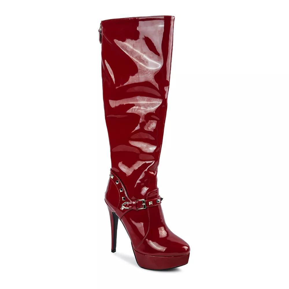 London Rag patent Stiletto Women's Knee-High Boots, Size: 7, Red Product Image