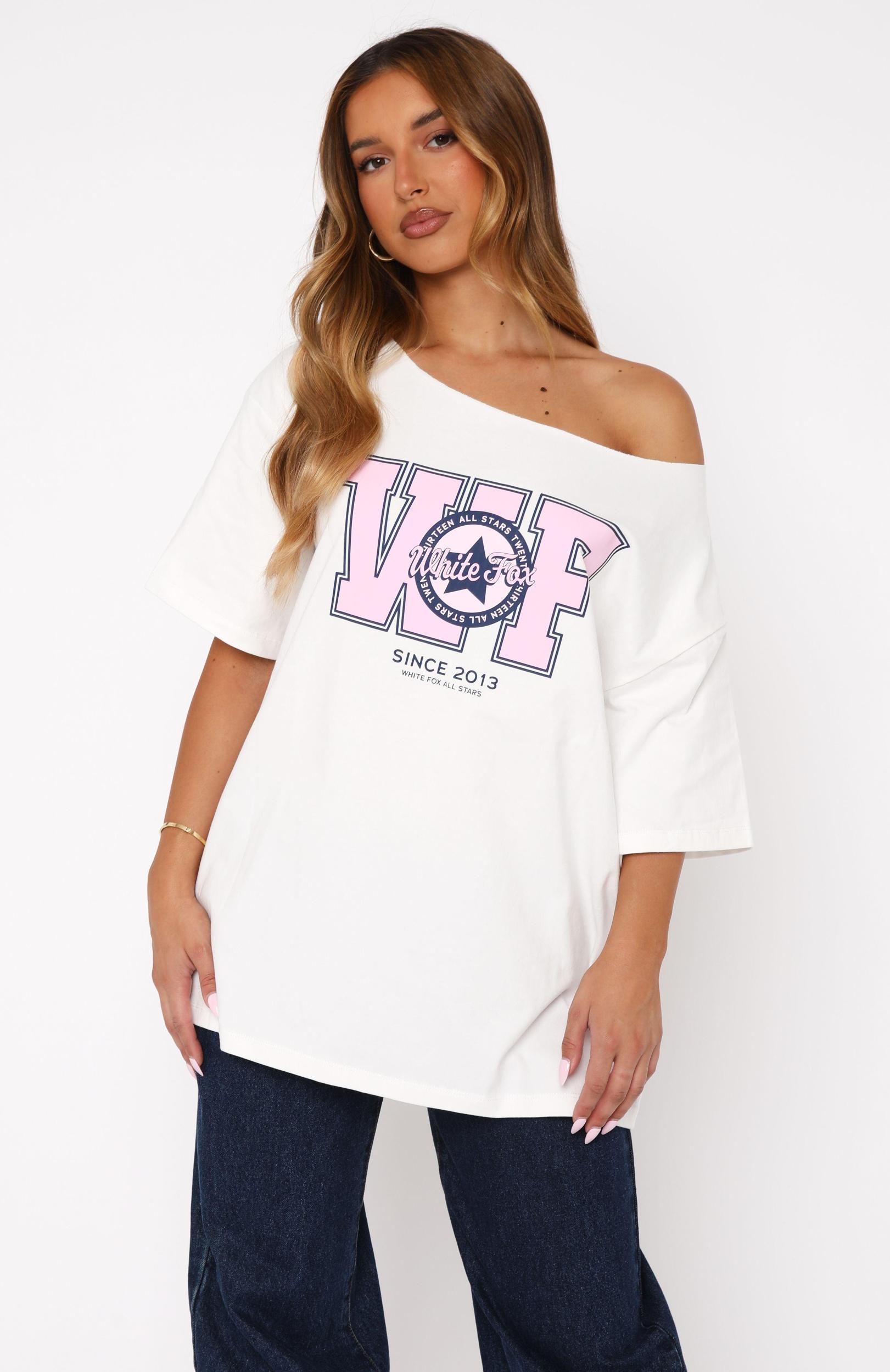 Your Favourite View Off Shoulder Oversized Tee White Product Image