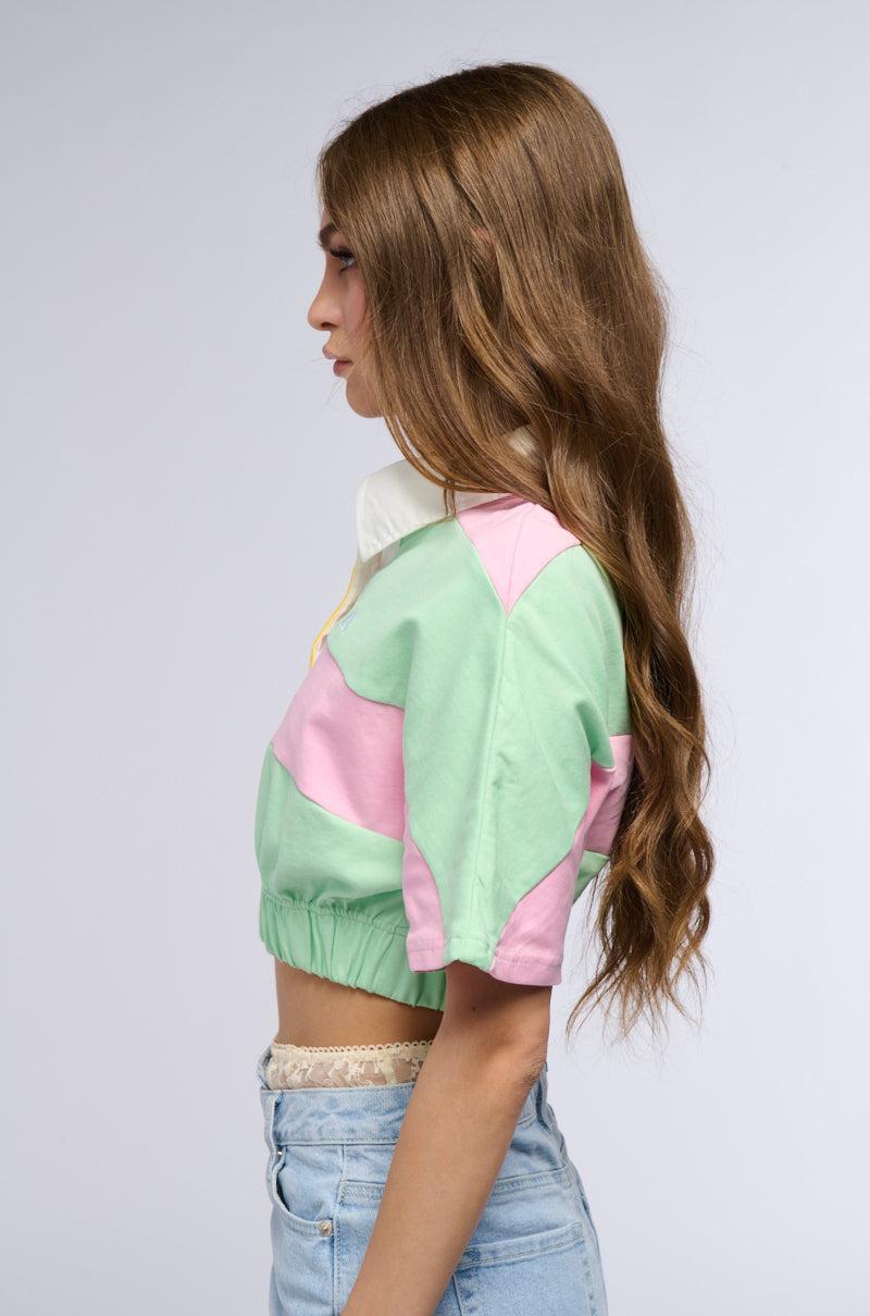 DONT LOOK BACK CROP COLLARED TEE Product Image