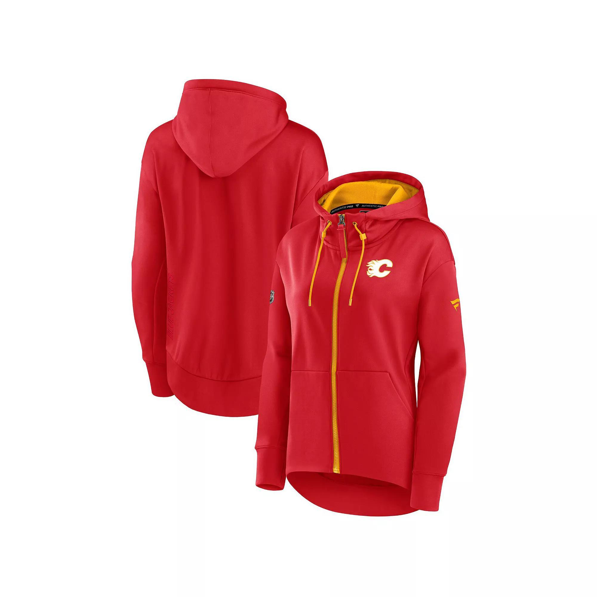 Womens Fanatics Red Calgary Flames Authentic Pro Rink Full-Zip Hoodie Product Image