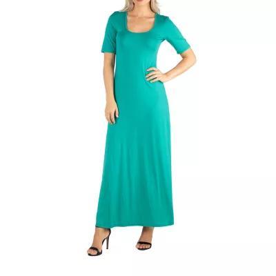 24/7 Comfort Apparel Casual Maxi Dress With Short Sleeves Product Image